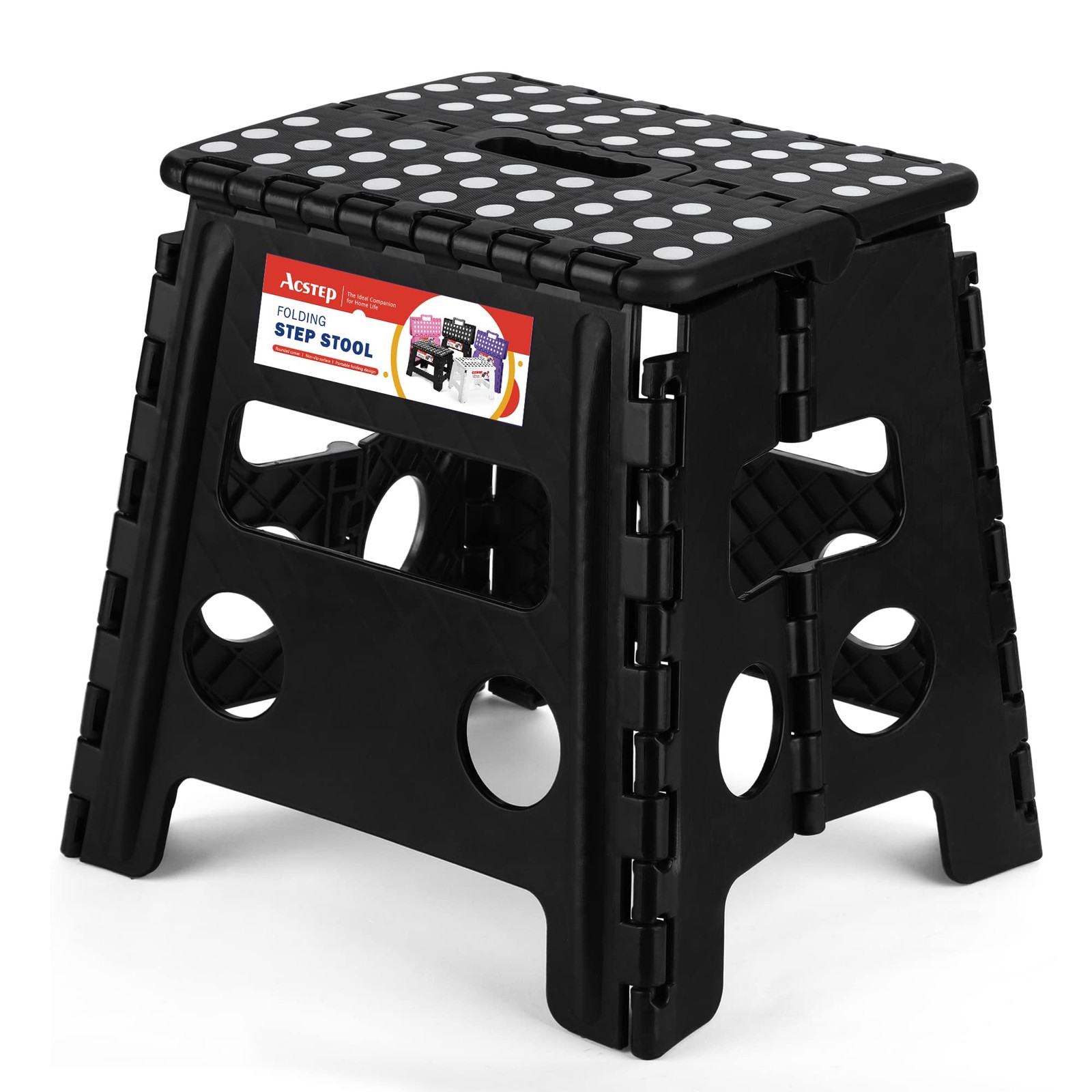ACSTEP Folding Step Stool - 13 inch Height Premium Heavy Duty Foldable Stool ...