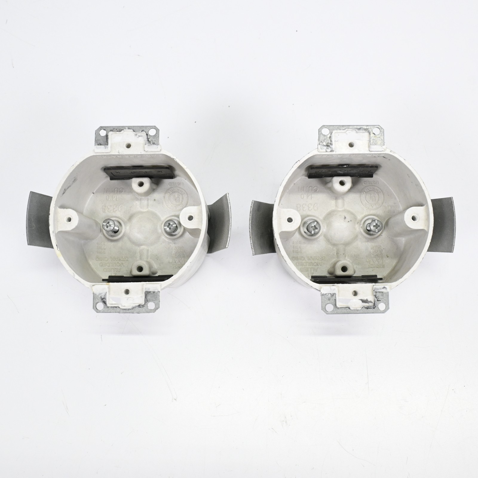 2X Allied Moulded H9338=ESK Beige/Tan Fiberglass Round 1-Gang Outlet Box 2-1/4"