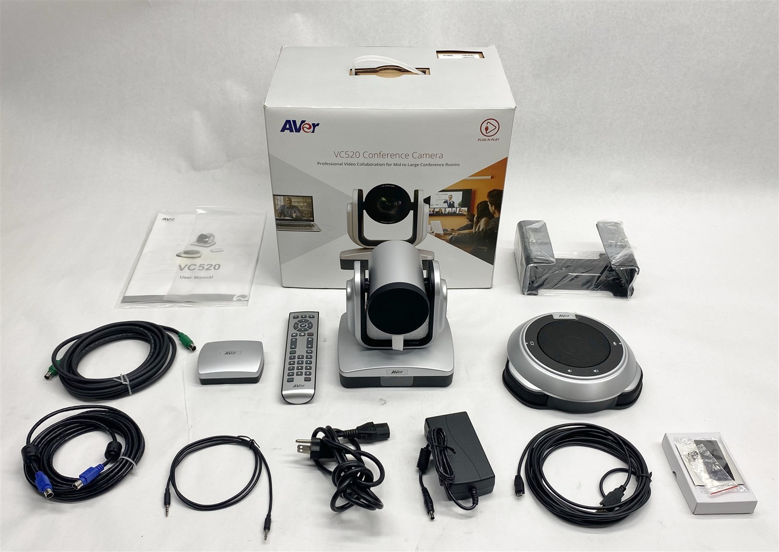 AVer VC520 V8U0 Conference Camera w/ V8U0A + V8U0B Speakerphone + Remote + AC