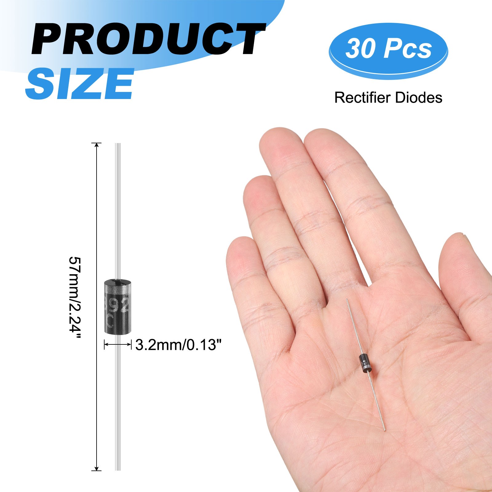 30 Pcs 1N5392 Rectifier Diode, 1.5A 100V DO-15 Electronic Silicon Diodes