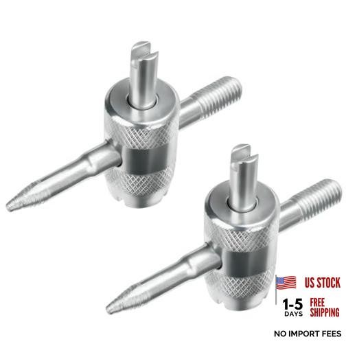 4-Way Valve Core Removal Tool, 4-in-1 Tyre Tire Valve Core Tool, 2 PCS Silver