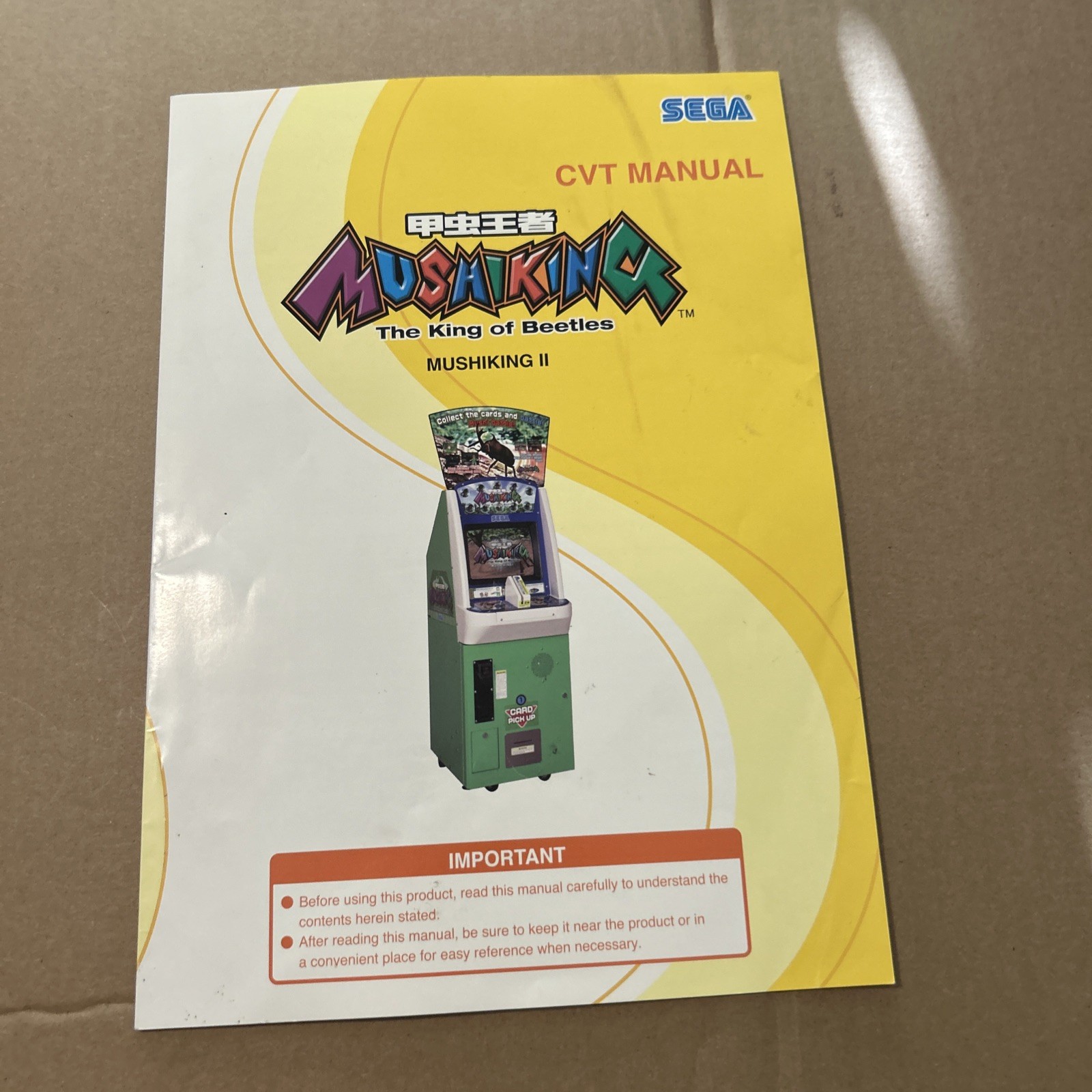 original Factory  arcade  game Manual Video Mushiking King Of Beatles Sega