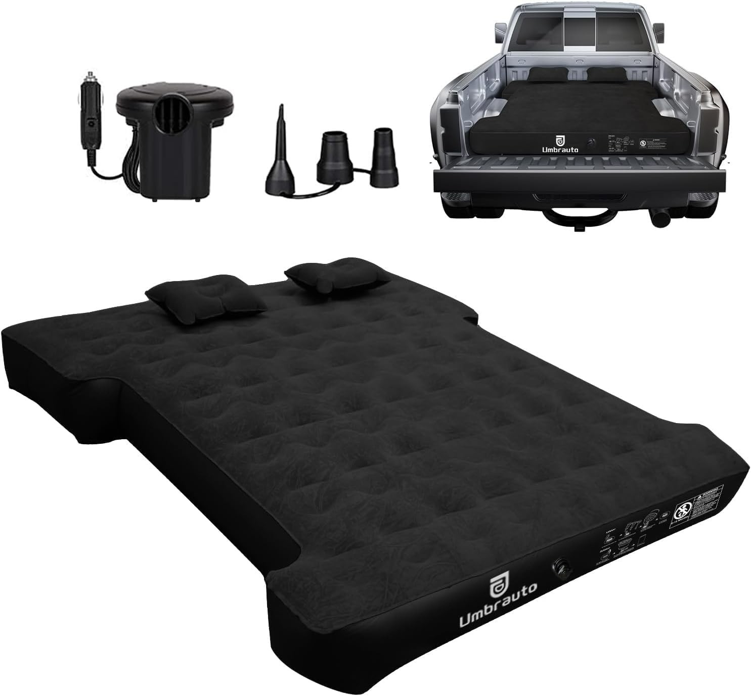 Inflatable Pick Up Air Mattress for Truck Bed, Road Trip Camping Airbed w/ Pump
