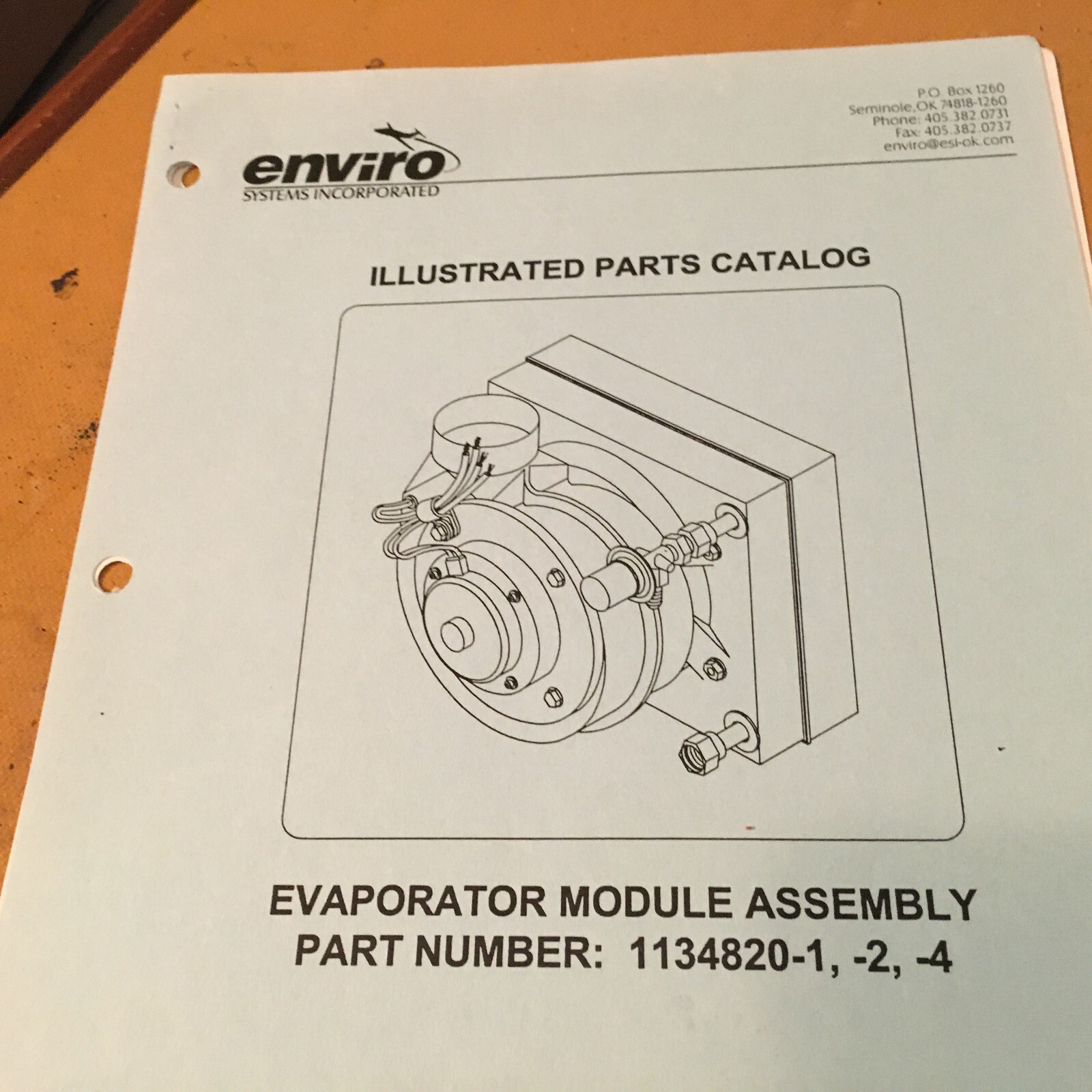 Enviro Evaporator Module 1134820-1, 1134820-2, 1134820-4 Parts Catalog