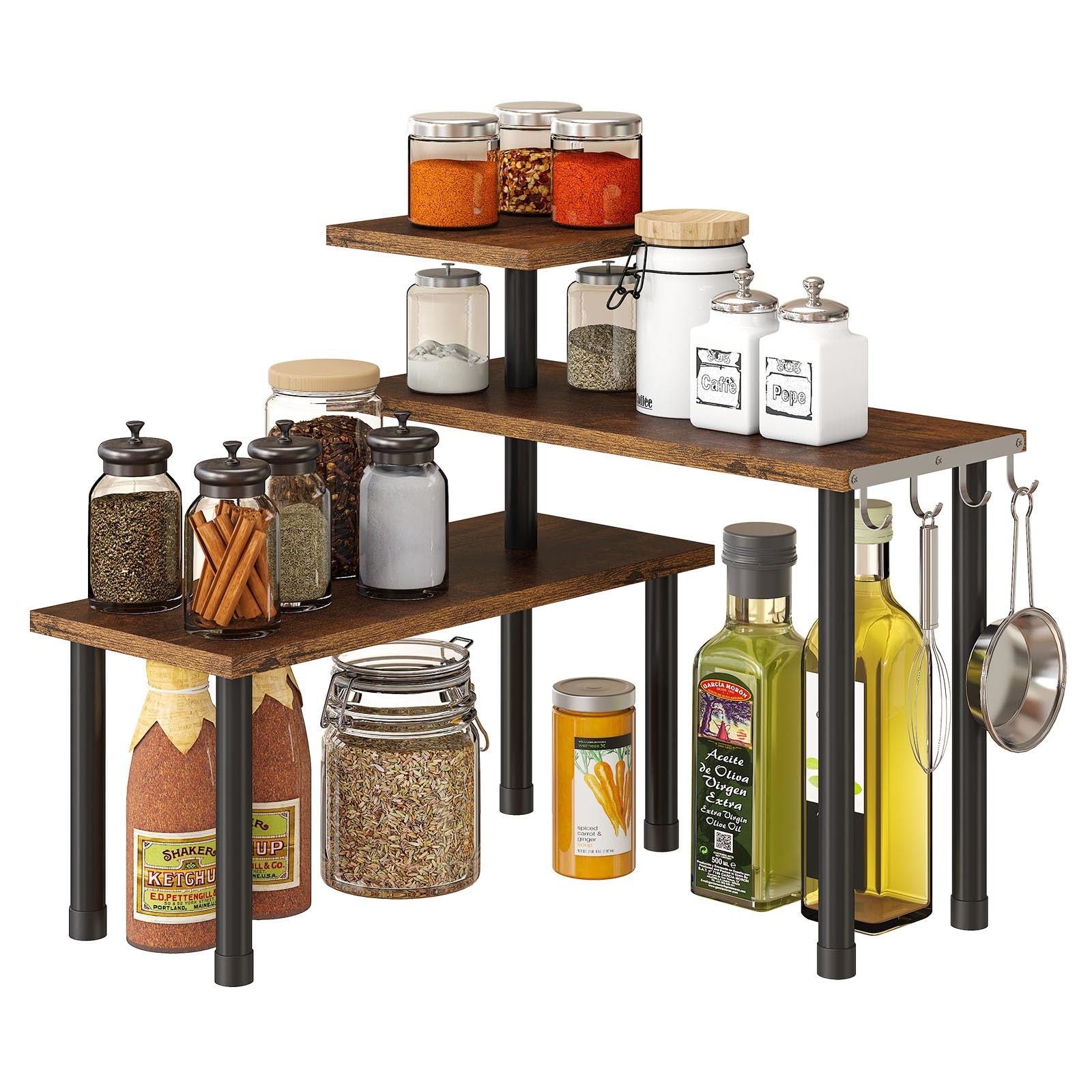 Corner Shelf Organizer, 3 Tier Kitchen Countertop Rack for Living Room, Offic...