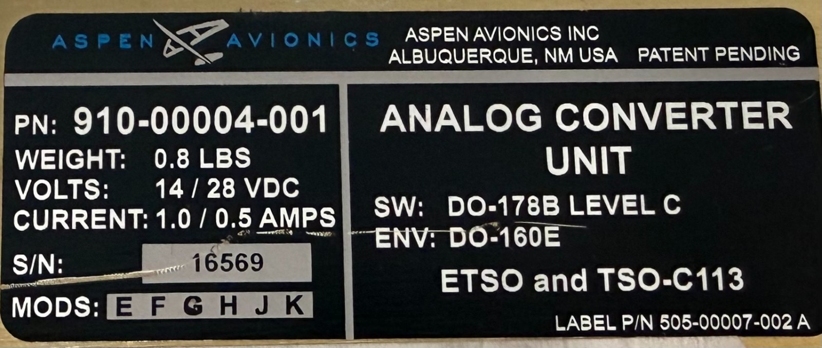 Analog Converter Unit 910-00004-001 Removed Working
