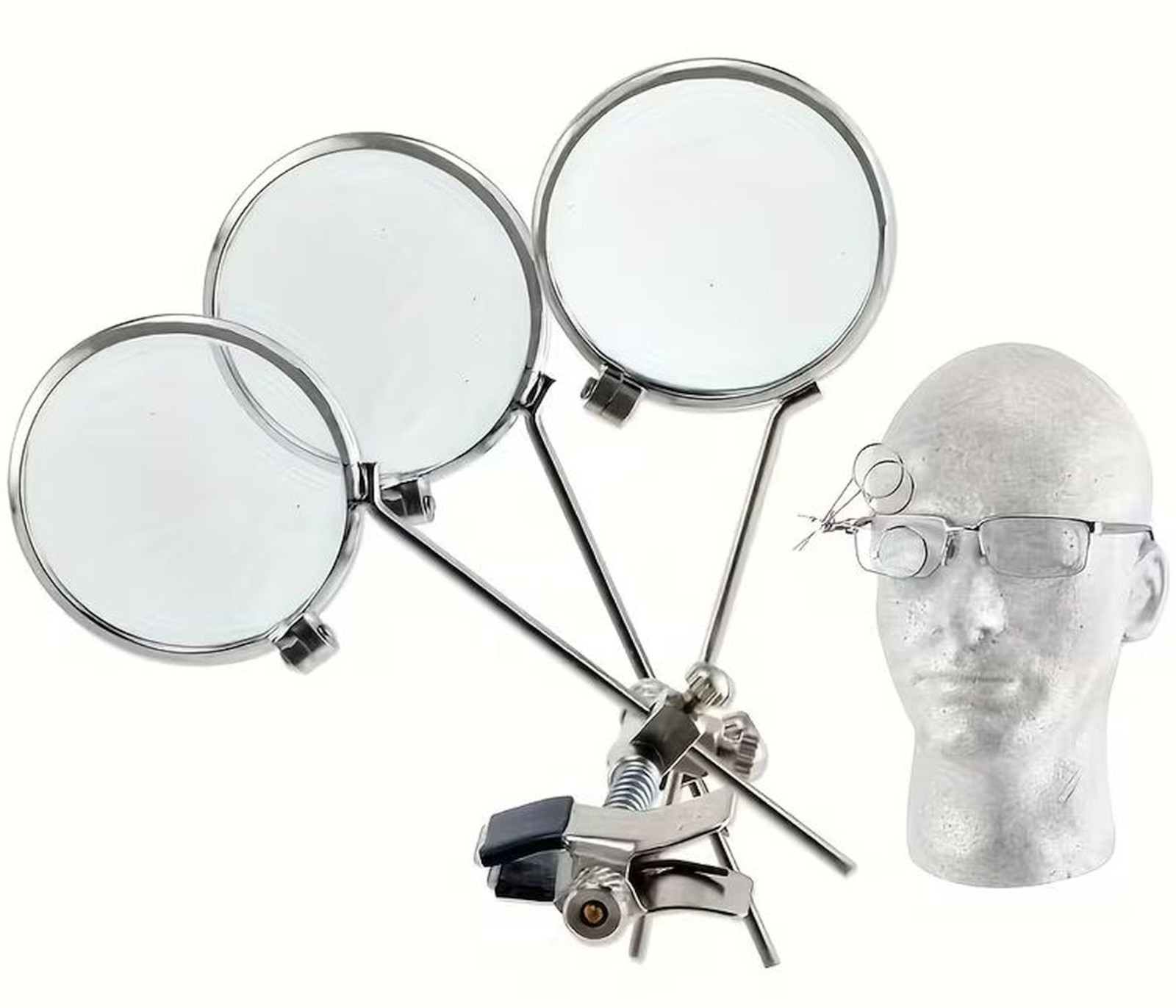 Triple Lens Magnifying Loupe CLIP ON eye glasses Jewelers 3.3 6.6 9.9x Magnifier