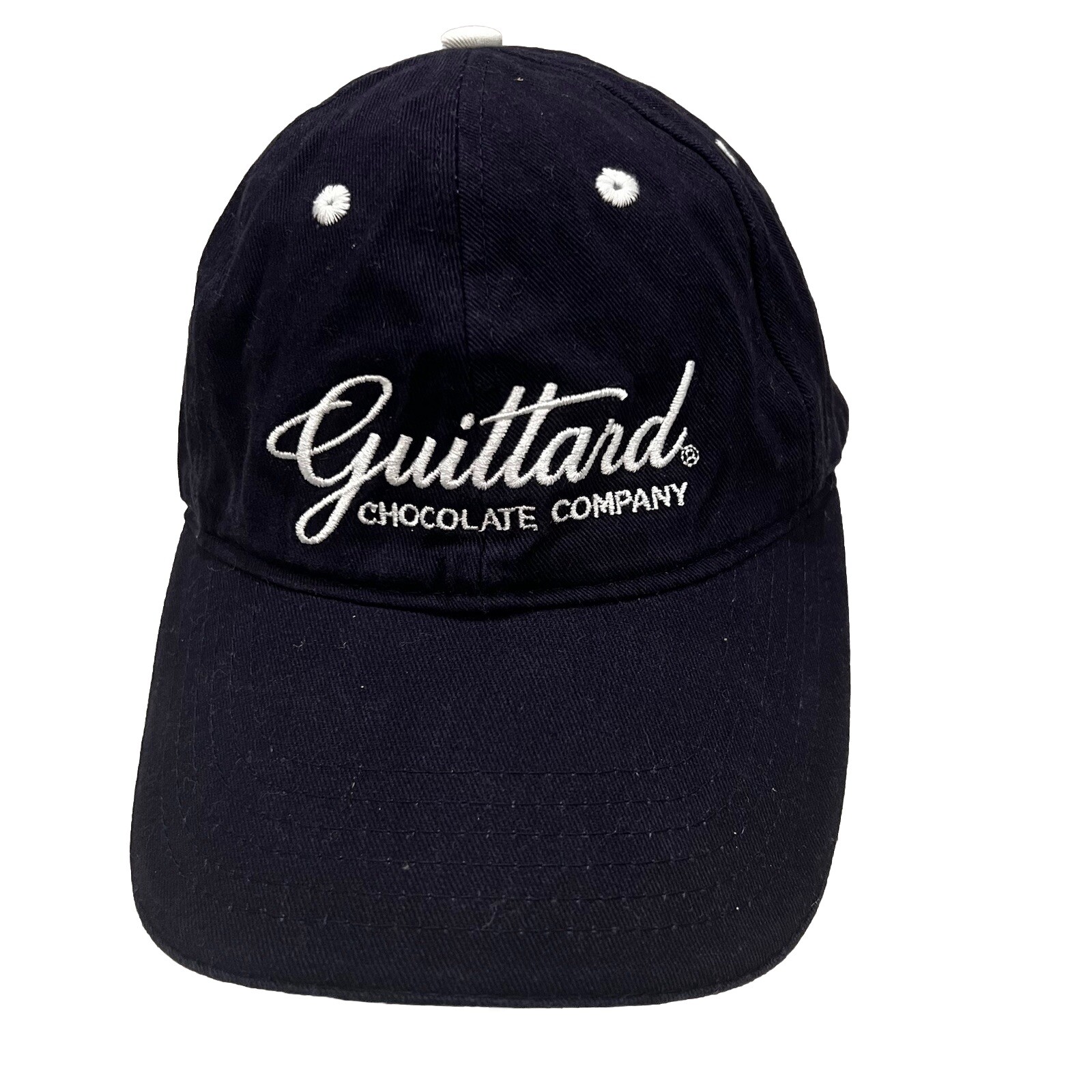 Guittard Chocolate Company Navy w White Cotton Hat Cap Strap Buckle Bravo Brand