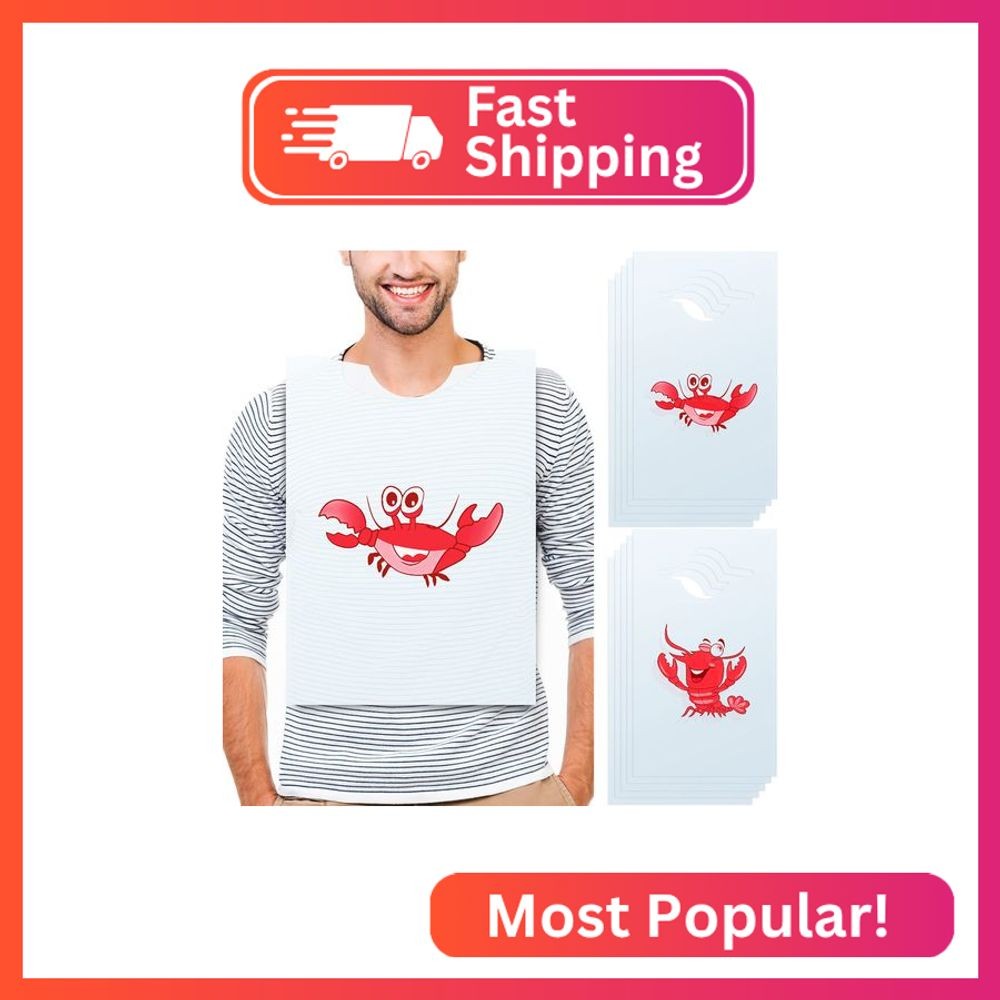 Geyoga 30 Pcs Lobster Crab Bibs Bulk 23 Inch Plastic Crawfish Boil Seafood Party