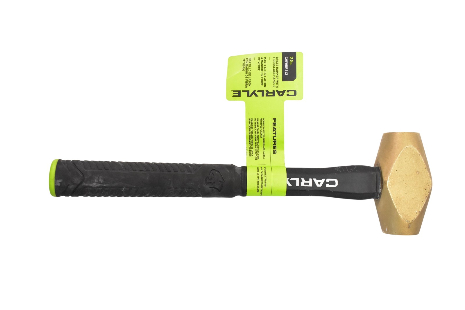 Carlyle Brass Soft Face Hammer 2.5 Lb Fiberglass Handle CHFHBR312 Black Safety