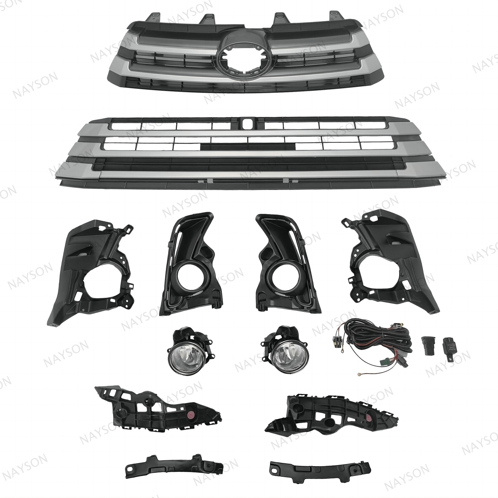 For Highlander 2017-2019  Bumper Upper Grille/Lower Grill/Foglight Kits/Brackets