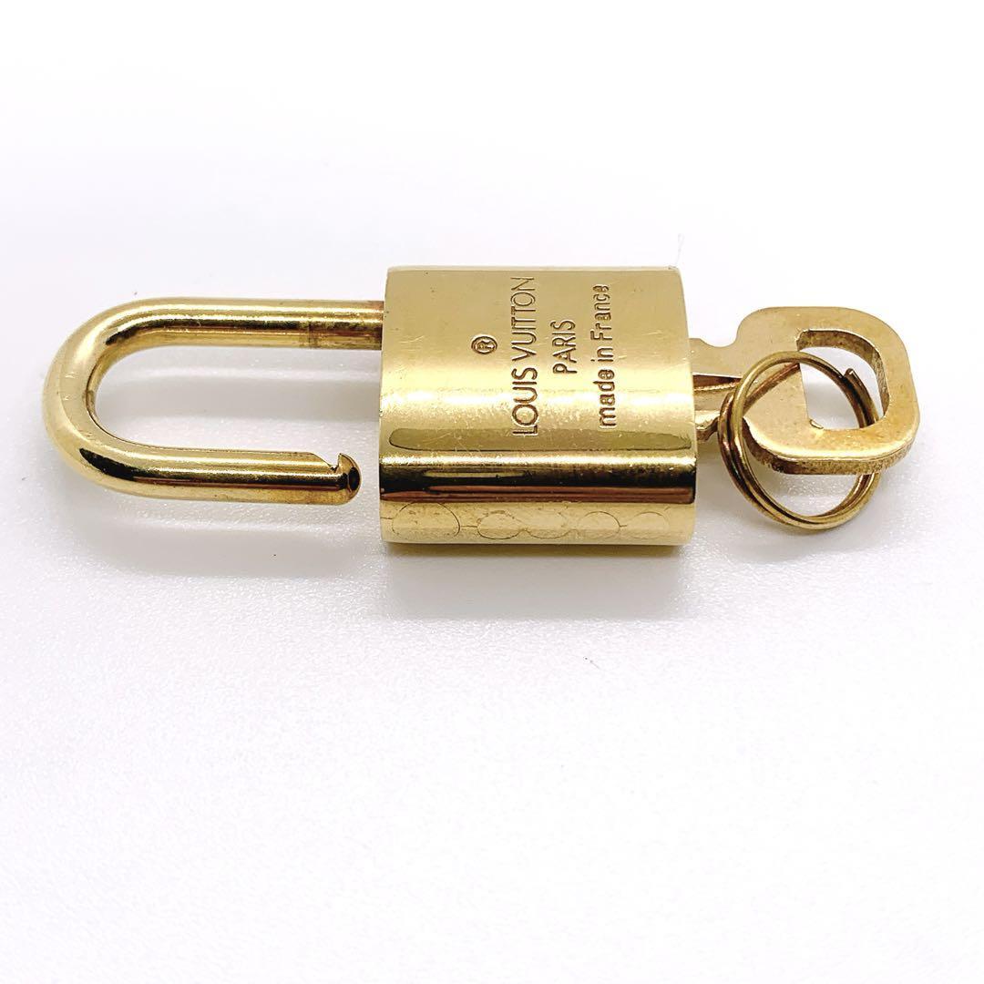 LOUIS VUITTON PadLock Lock & Key Brass Gold Authentic Number random Japan Used