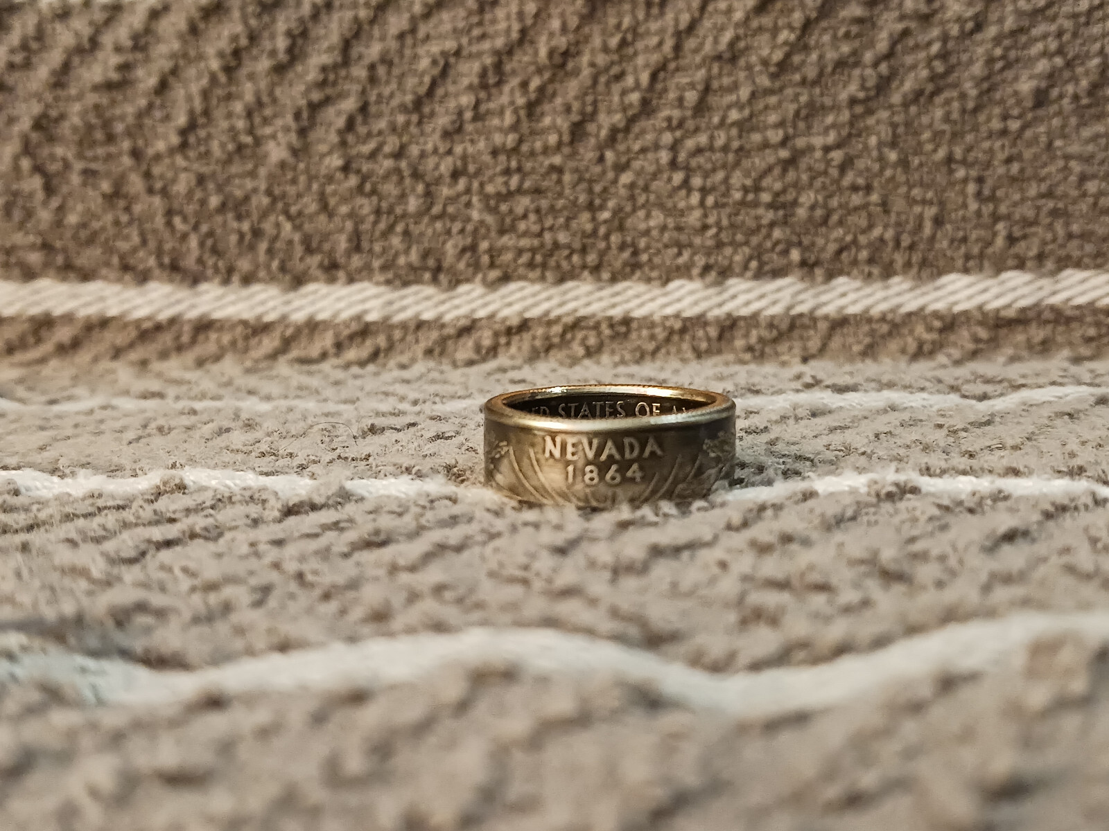 Nevada Handcrafted Washington Quarters coin ring, size 6 1/2 2006