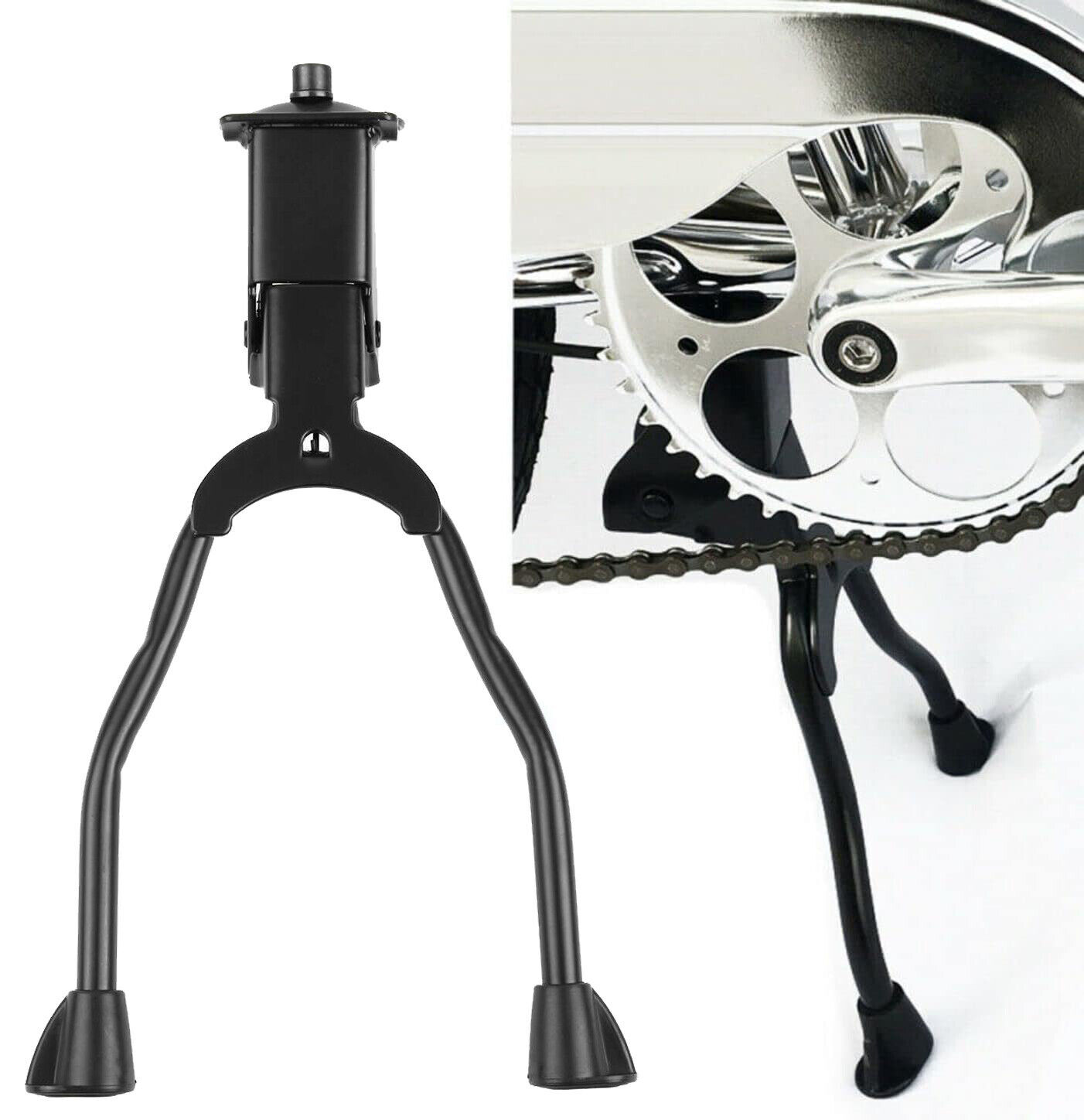 Bicycle Double Leg Side Stand Kick Kickstand Bike Support Spring Center Black US