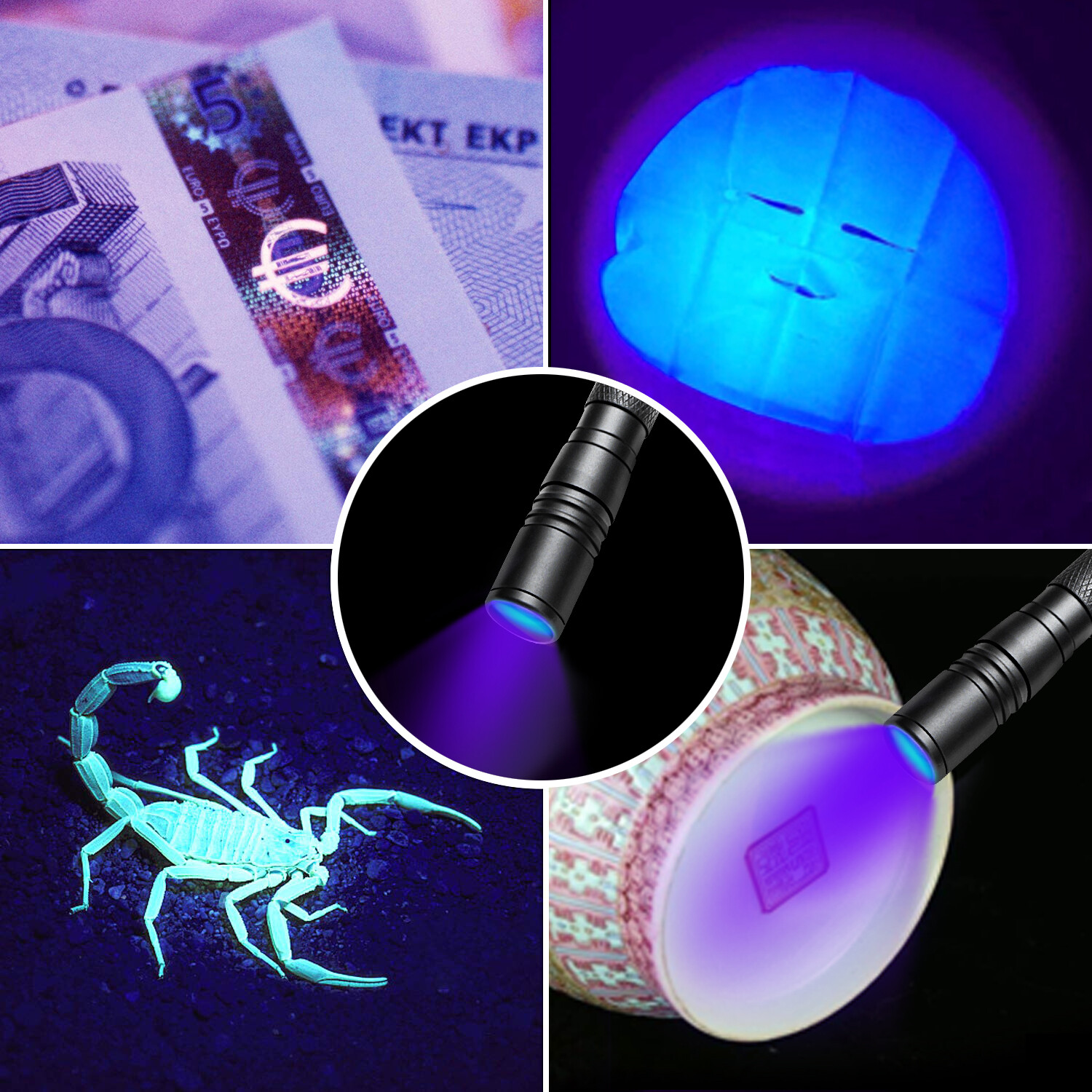Zoomable 395nm UV Light Penlight Scalable Clip Blacklight Flashlight Torch