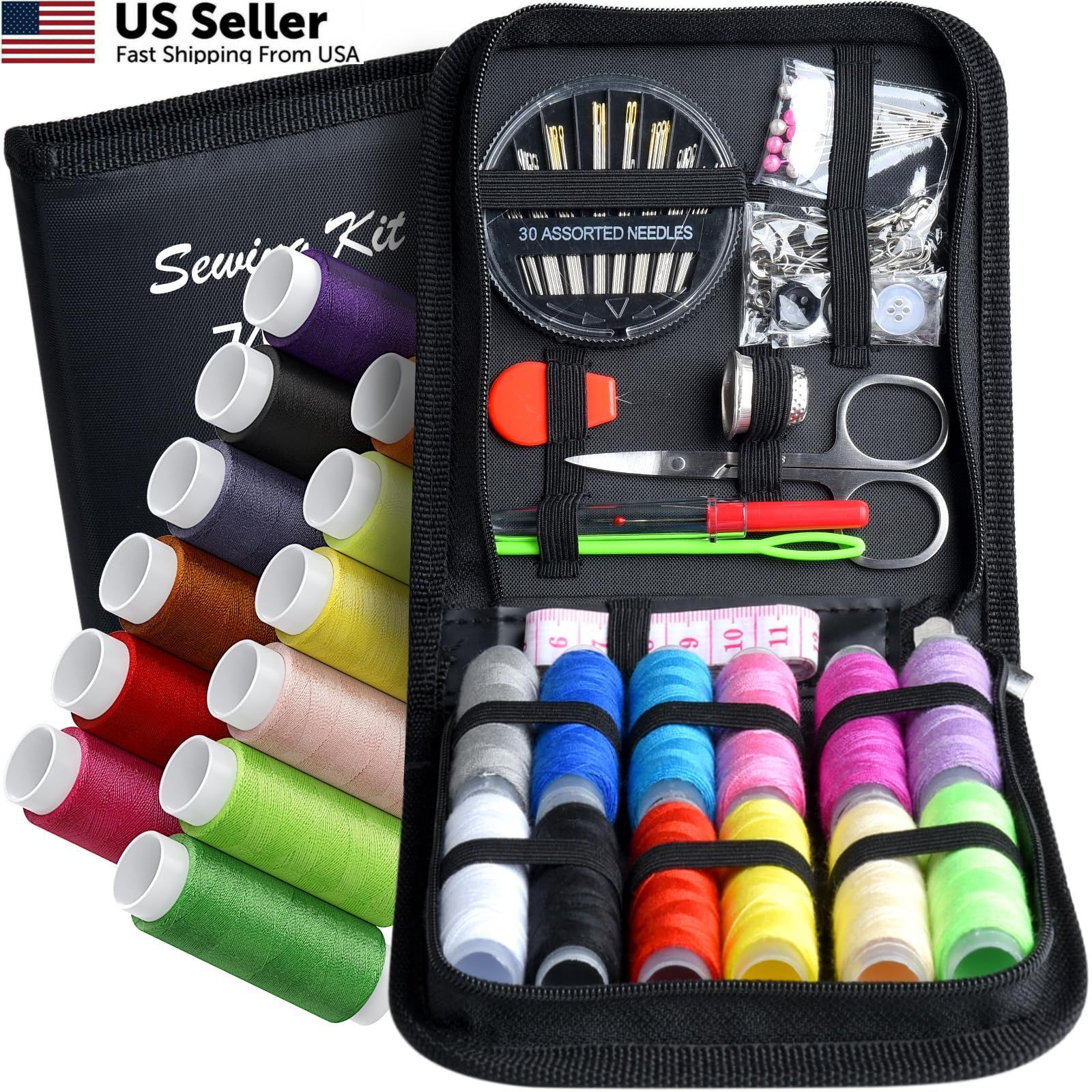 Sewing Kit,Zipper Portable Mini Kits for Adults,Traveler, Beginner, S