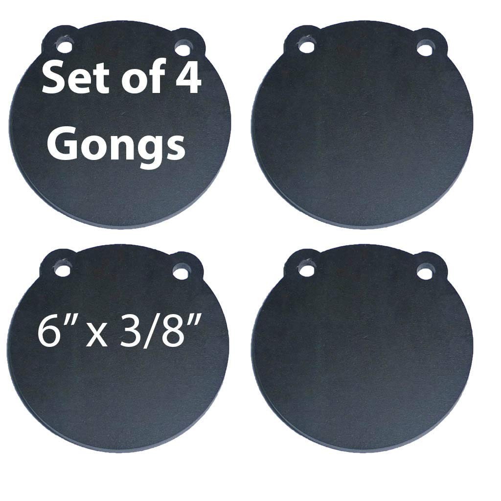 TSG-GG64 Set Of Four AR500 6" x 3/8" Steel Shooting Target Gong & Accessories