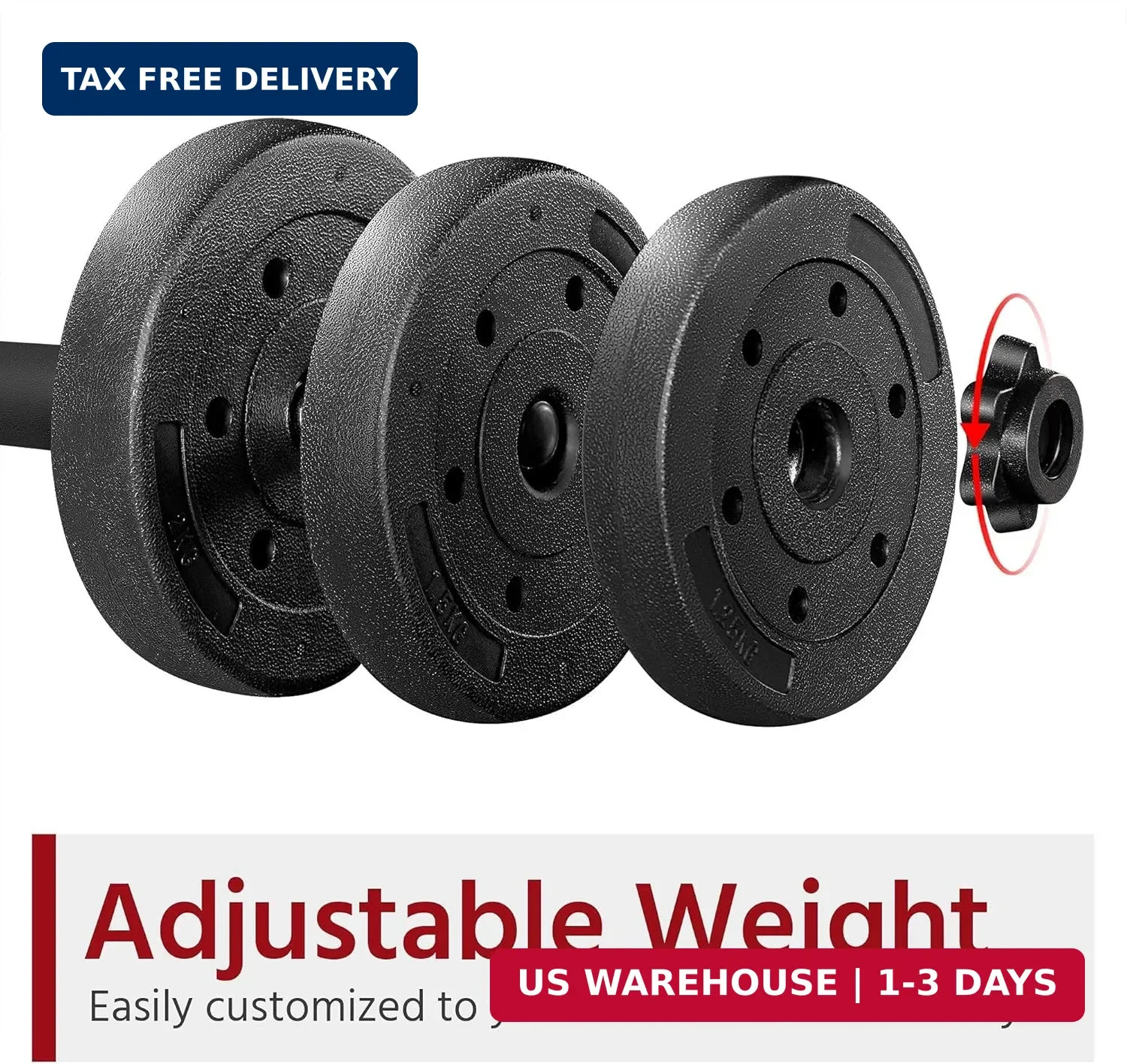 Yaheetech Adjustable Dumbbell Set Free Weights with Spinlock Collars, Black | Co