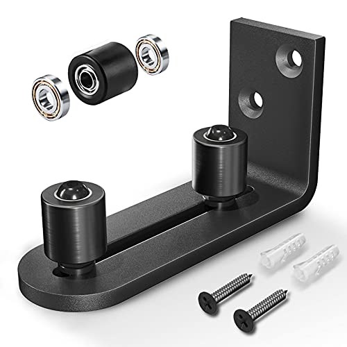 Sliding Barn Door Bottom Floor Guide,Ball Bearings Adjustable Black (1 PCS)