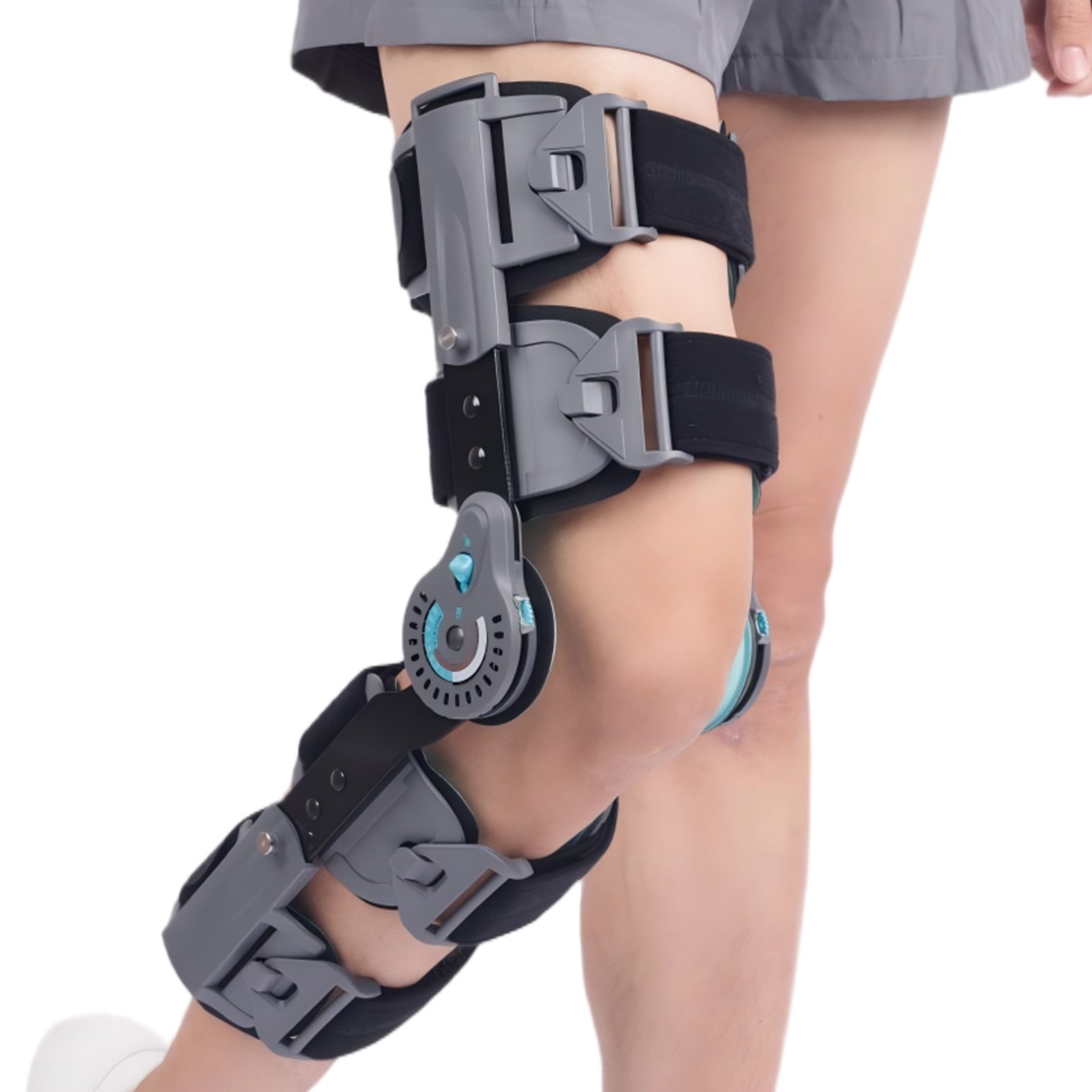Adjustable ROM Knee Brace,Post-Op Recovery Immobilizer with Hinged Stabilizer
