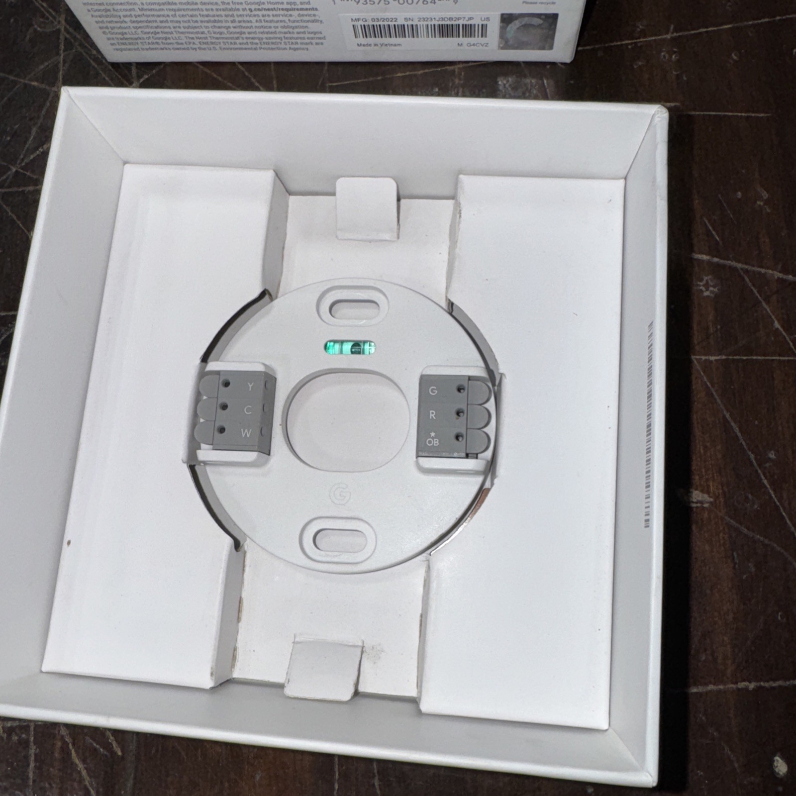 Google Nest Thermostat Snow - New - Open box