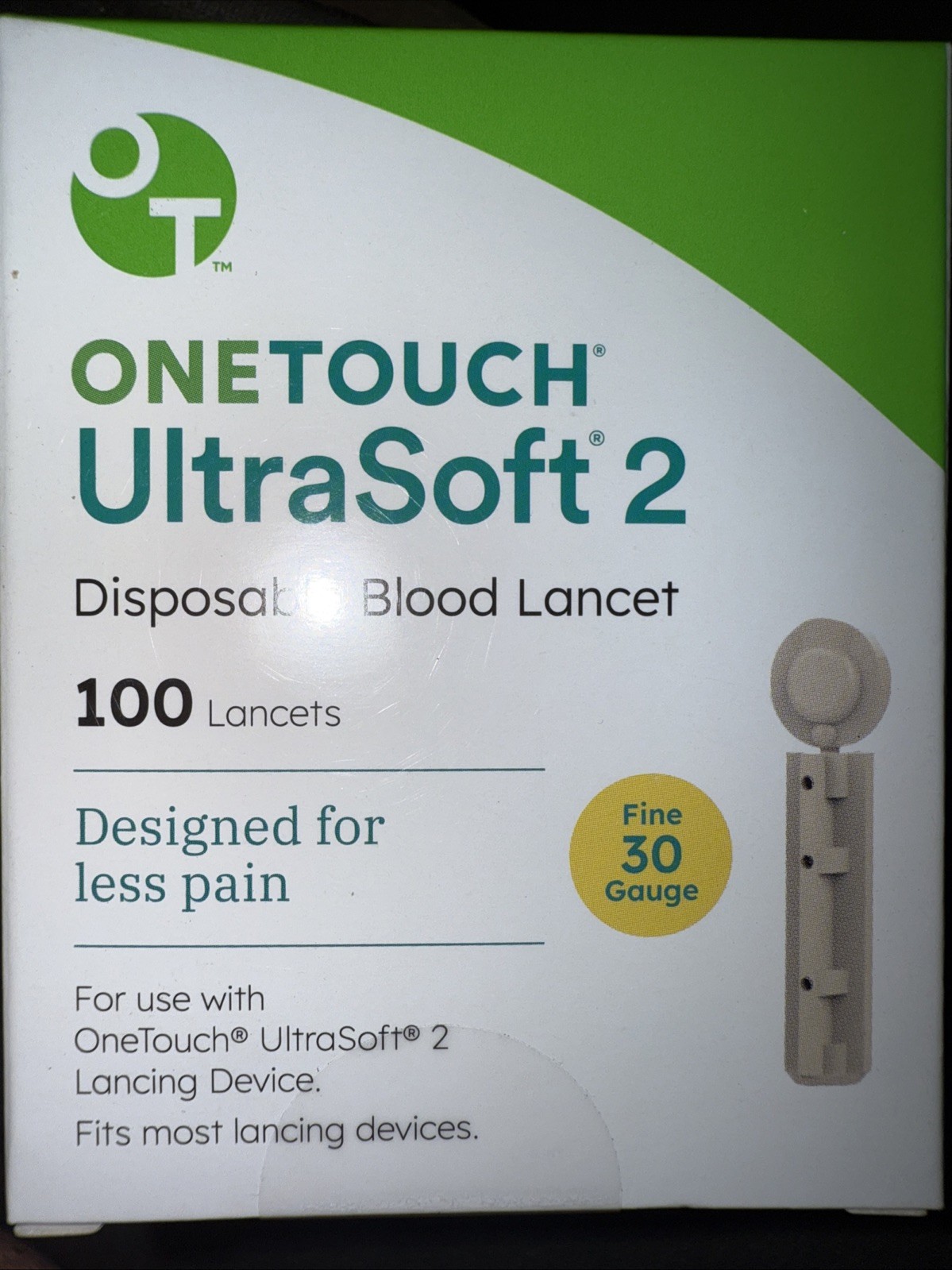 OneTouch Ultra Soft 2 Lancets 33 Gauge Extra Fine  100 ct Exp-7-31-28/ 12-31-28