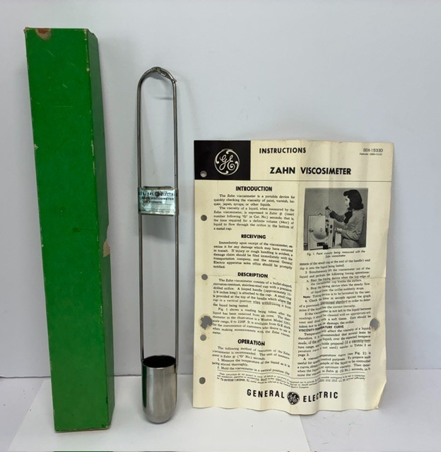 GE General Electric Zahn Viscosimeter 9109697G #2 Original Box & Instructions