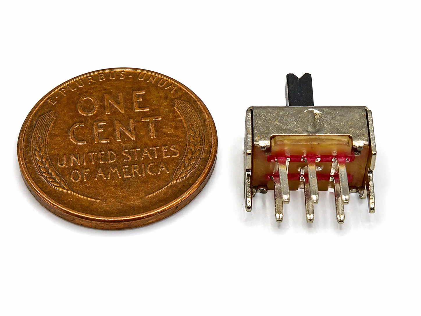 Slide switch  2P2T DPDT 6pin off/on SS-22D07VG5 small 8mm x 6mm E26 STAMP