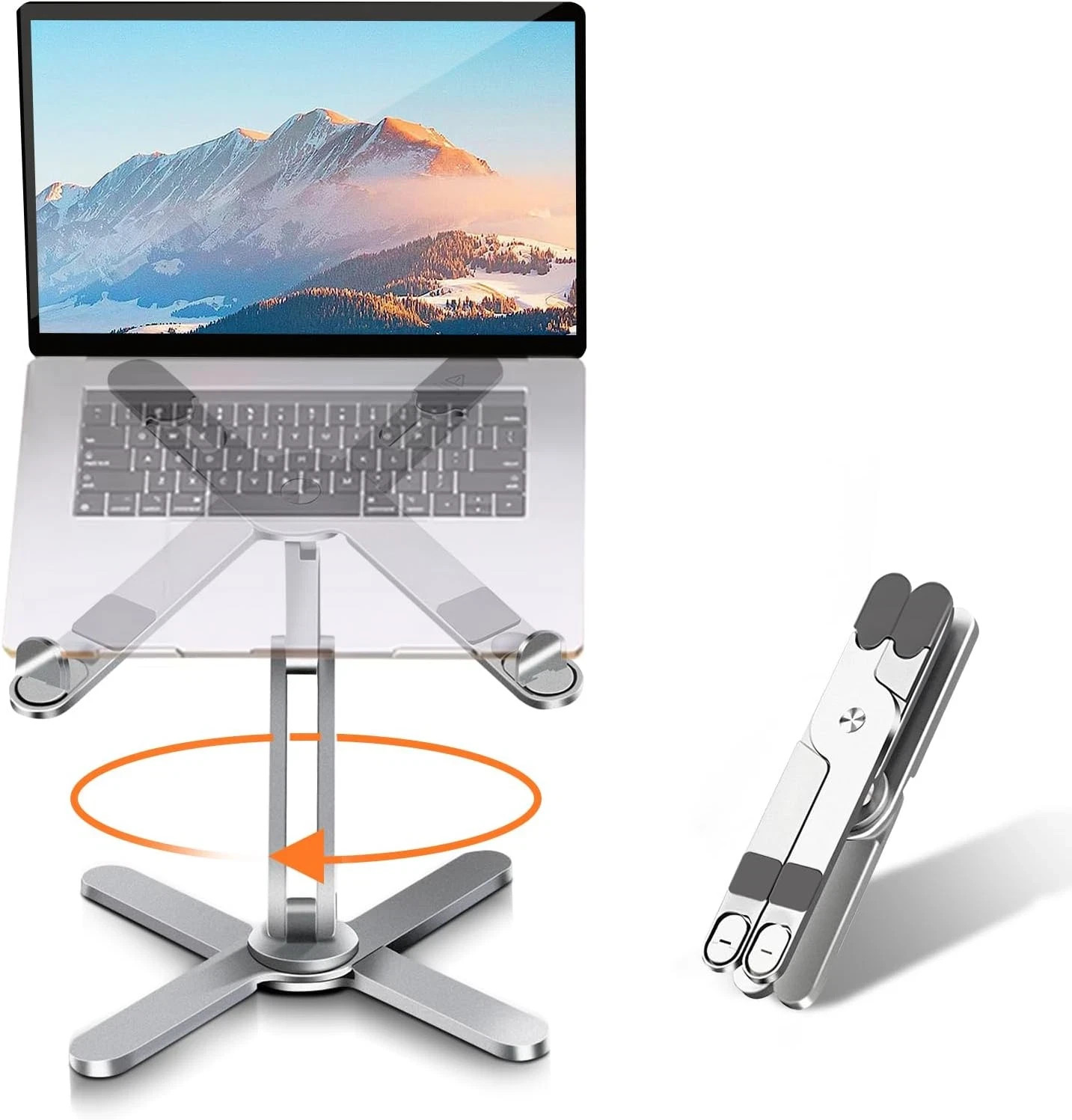 Laptop Stand with 360 Rotating Base, Computer Notebook Laptop Riser Metal Holder