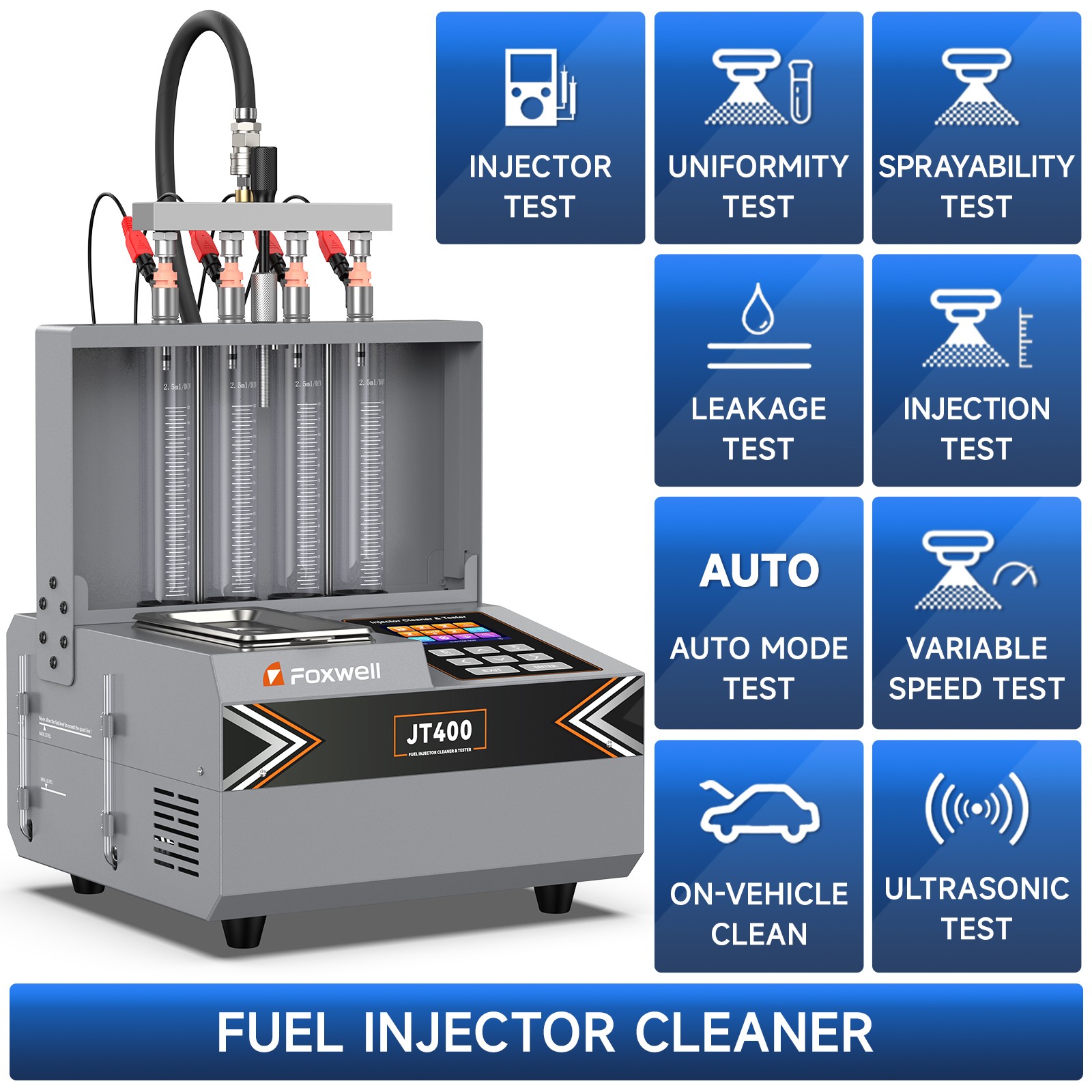 FOXWELL GDI Fuel Injector Cleaner Tester 4Cylinder Ultrasonic Cleaning Machine