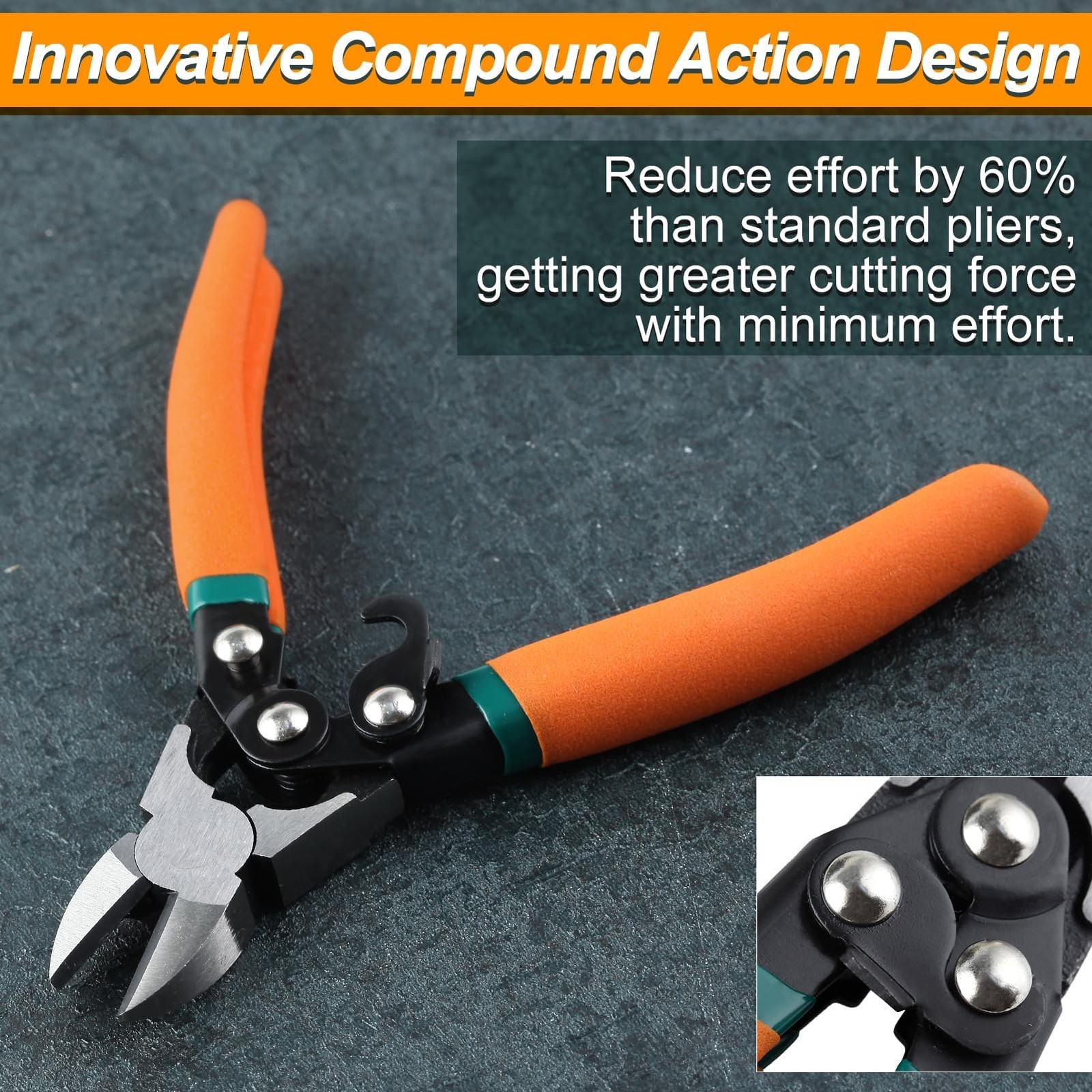 SPEEDWOX Compound Action Diagonal Cutters 6.5-Inch Wire Medium, Orange