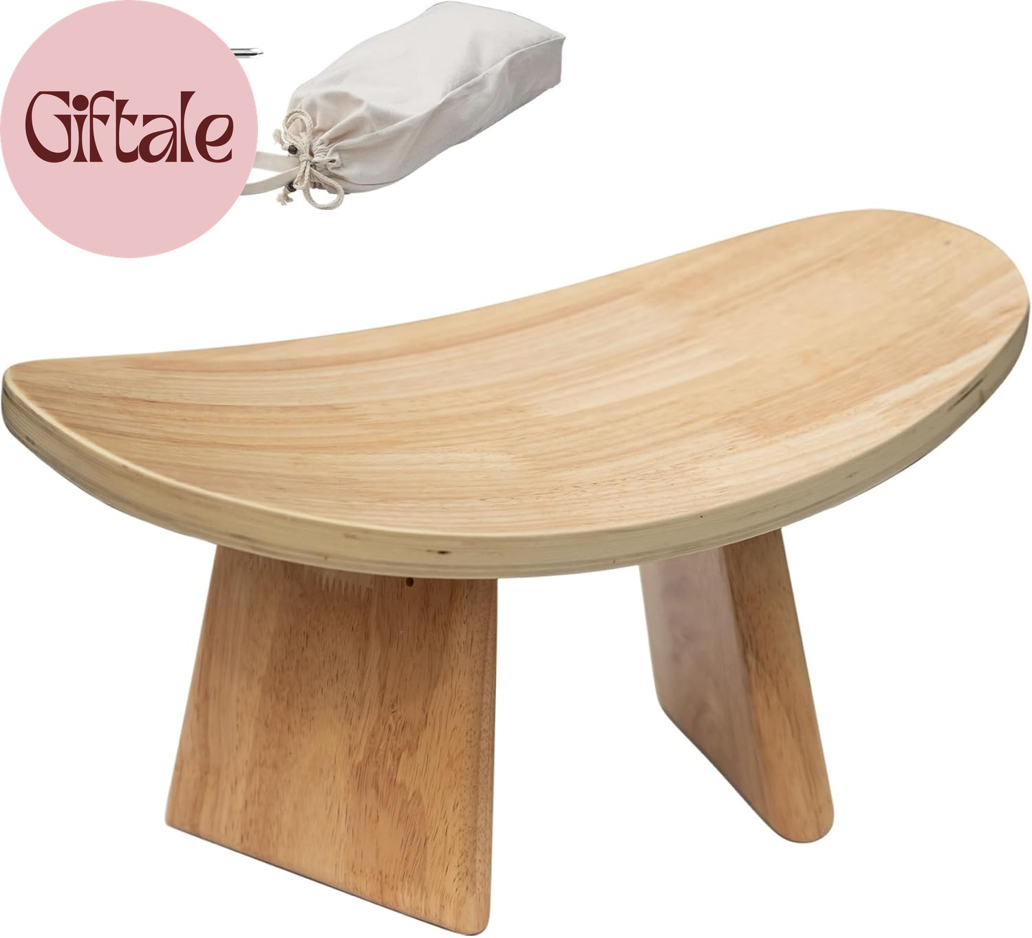 Ergonomic Wooden Meditation Bench for Seiza & Yoga Practice - Natural Portable K