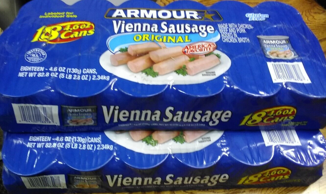 Armour Vienna Sausage 4.6 oz, 2x   18 ct. ~ 36 cans ~ 04/2025 Labeled for Resale