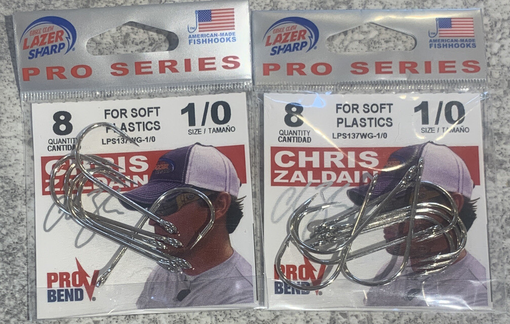 2 Packs Eagle Claw Chris Zaladain Pro Series Soft Plastic Hooks 1/0