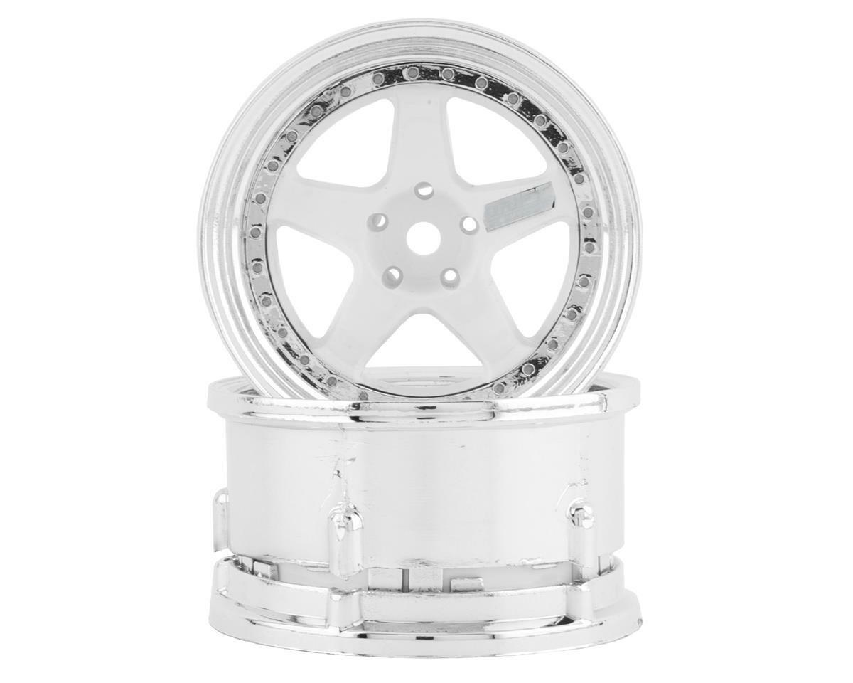 DS Racing Drift Element 5 Spoke Drift Wheels (White & Chrome) (2) [DSC-DE-010]