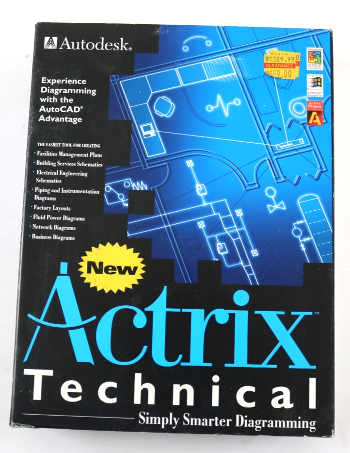 Autodesk Actrix Technical Vintage PC Software Box Set Disk Manuals Guide Vintage