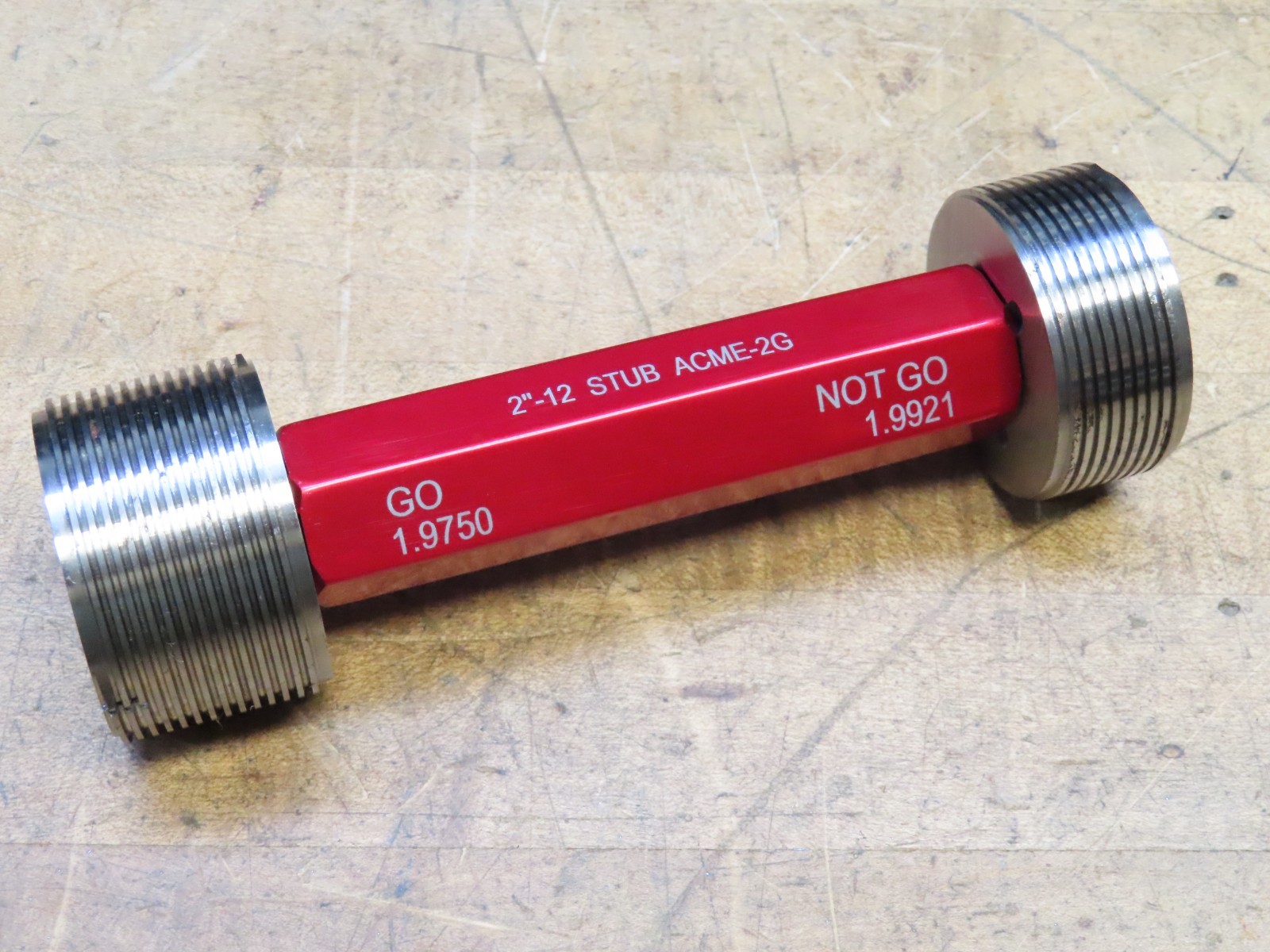 Pennoyer-Dodge Co. 2"-12 Stub Acme 2G Go/Nogo thread gage PDs 1.9750 1.9921