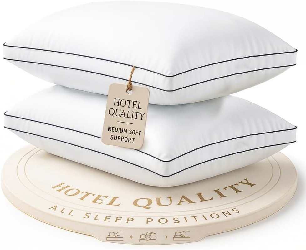 Queen Size Cooling Down Alternative Pillows Set of 2, Medium Firm