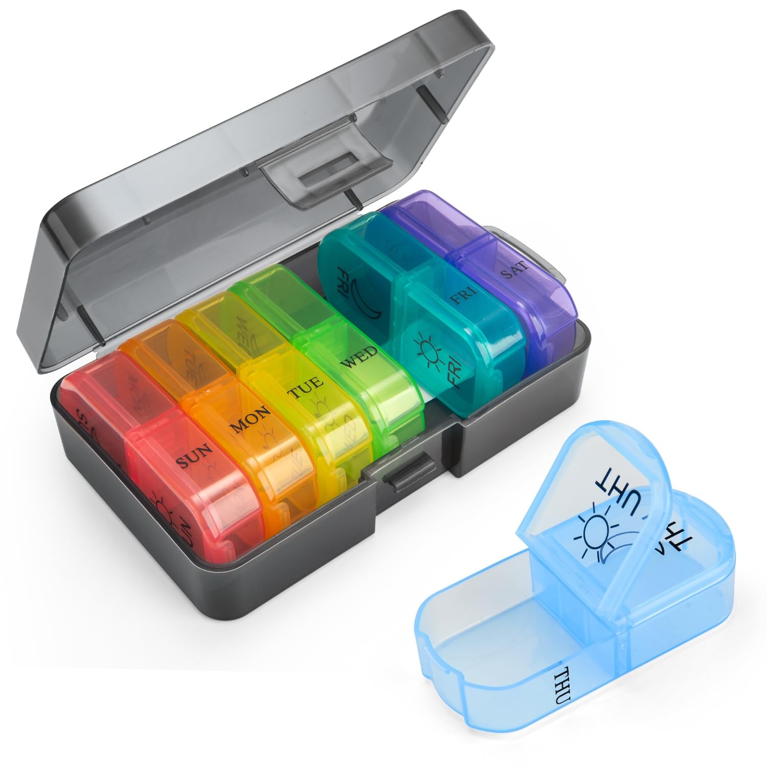 Urekt Weekly Pill Organizer 2 Times a Day, Am Pm Pill Box 7 Day, Travel Pill ...