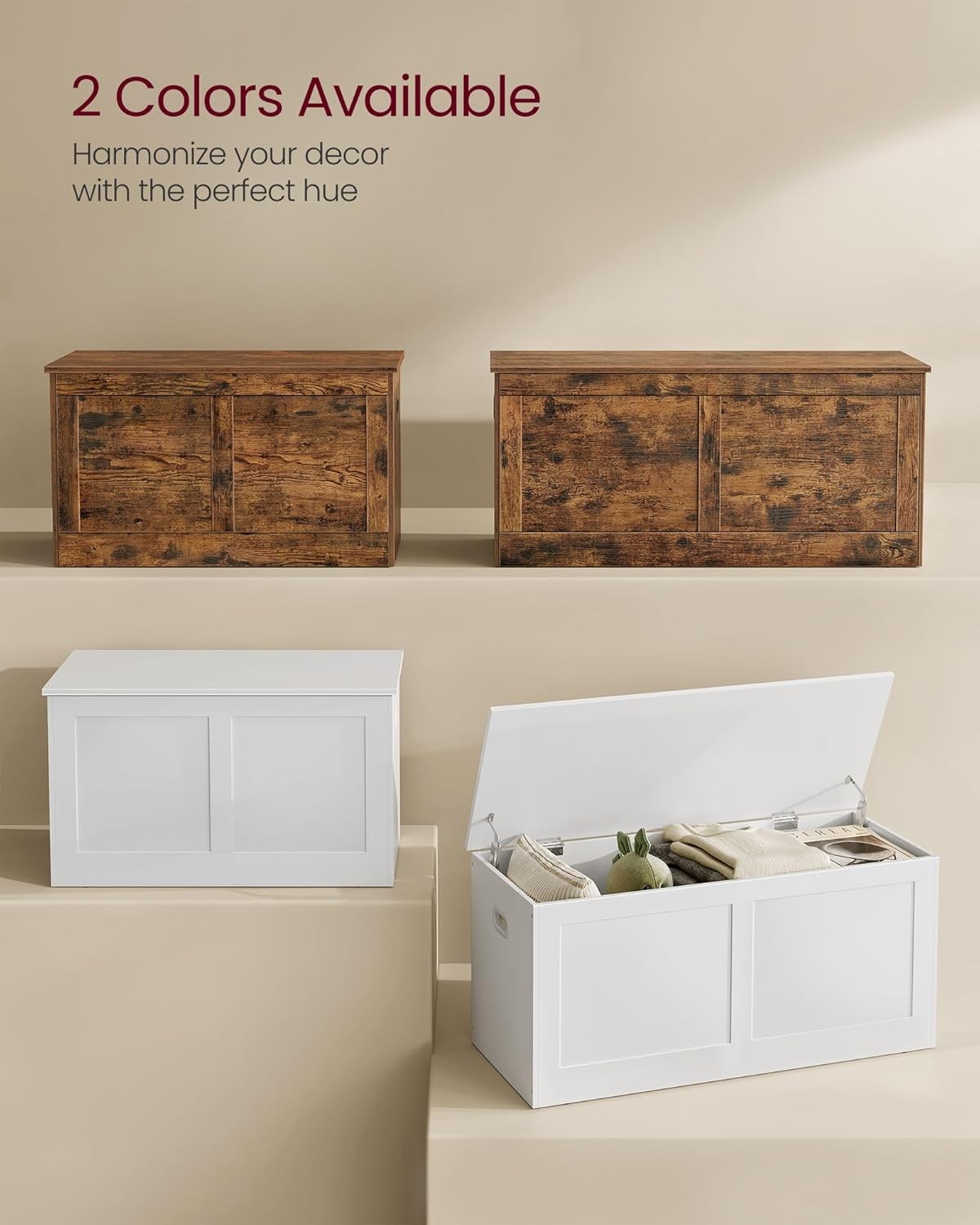 Versatile Storage Bench with Safety Hinges - Perfect for Entryway, Cloud White