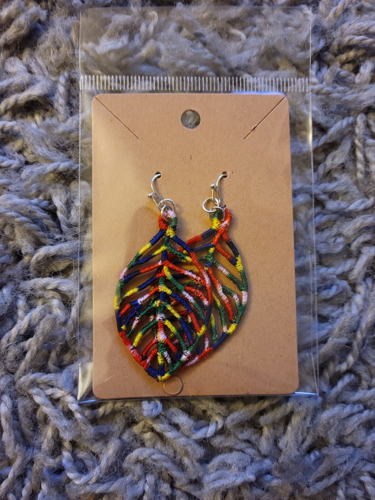 Leaf Like rainbow hand woven Charm Dangle Earrings cute NEW