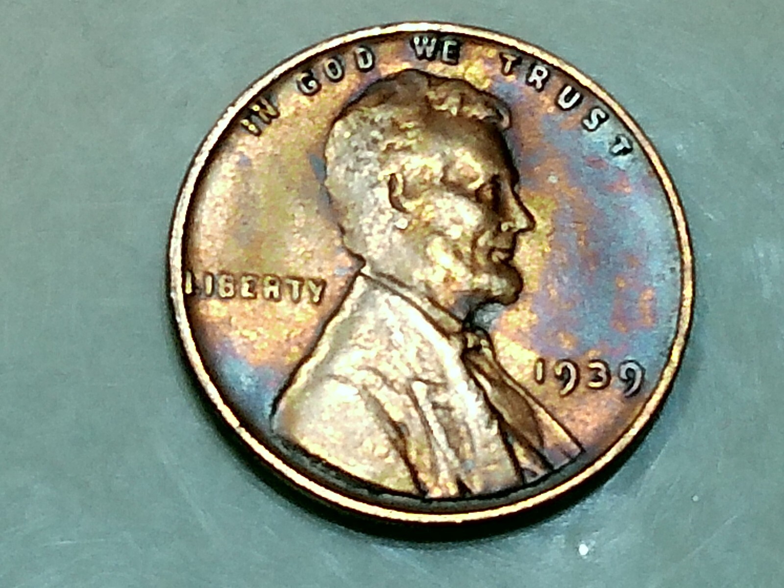 1939 us copper penny - (error) FS-101 - ms - rb - 3.0 gr. -full ears - deep tone