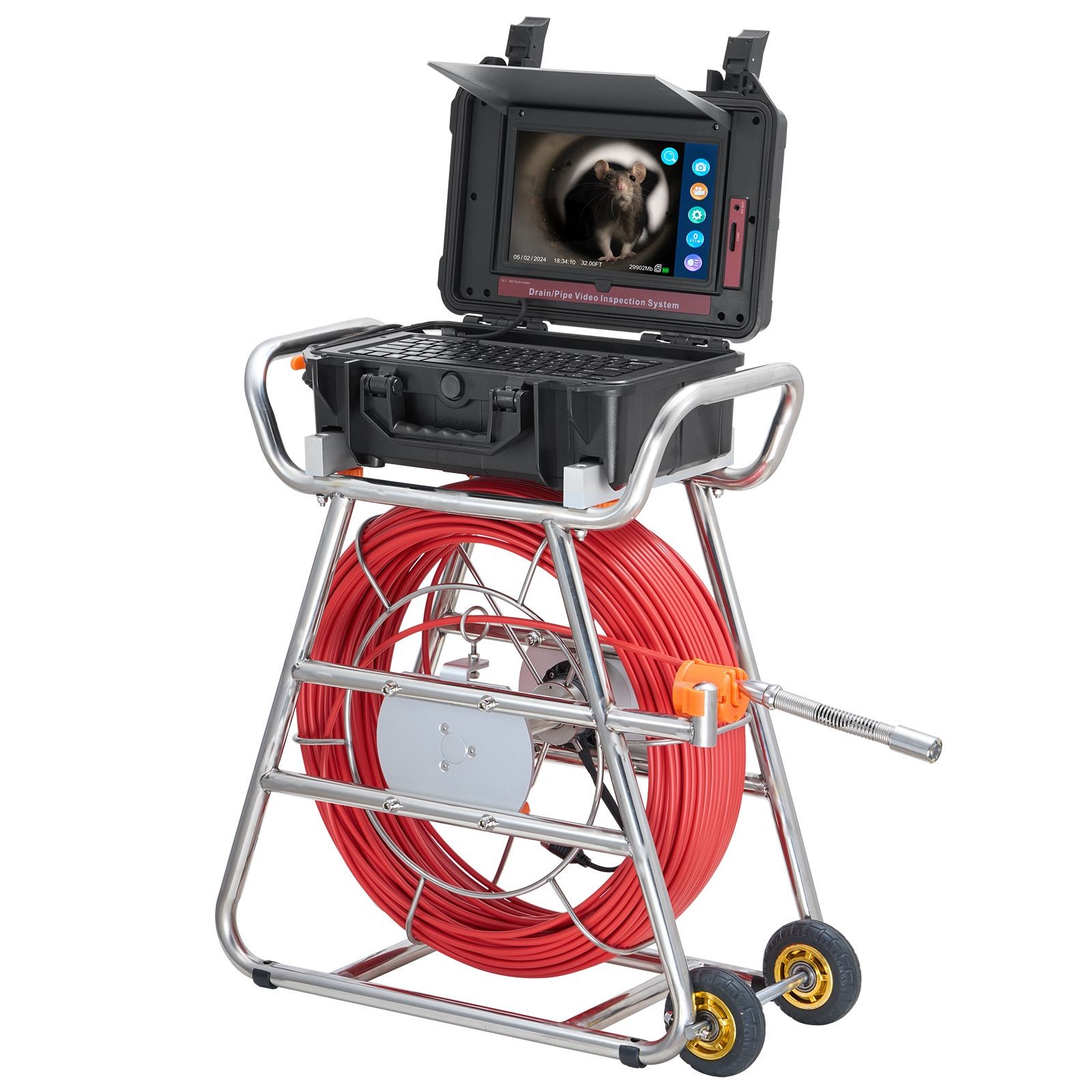Sewer Camera 328ft 10.1 inch Touchscreen, Self Leveling IP68 Drain Inspection