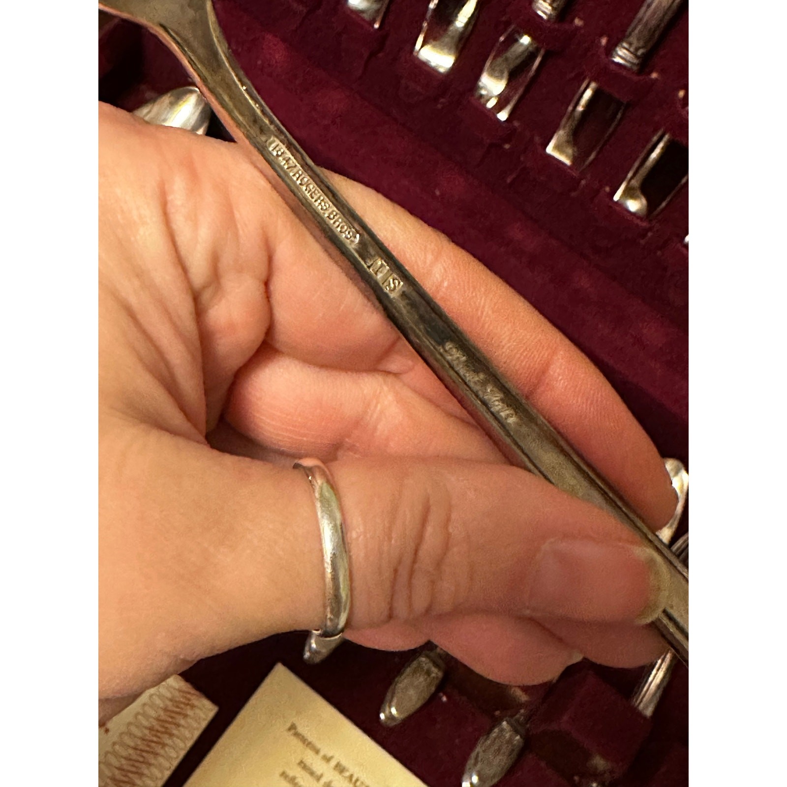 Size 8 Sterling Silver Plated Spoon Rings 1947 First Love Pattern