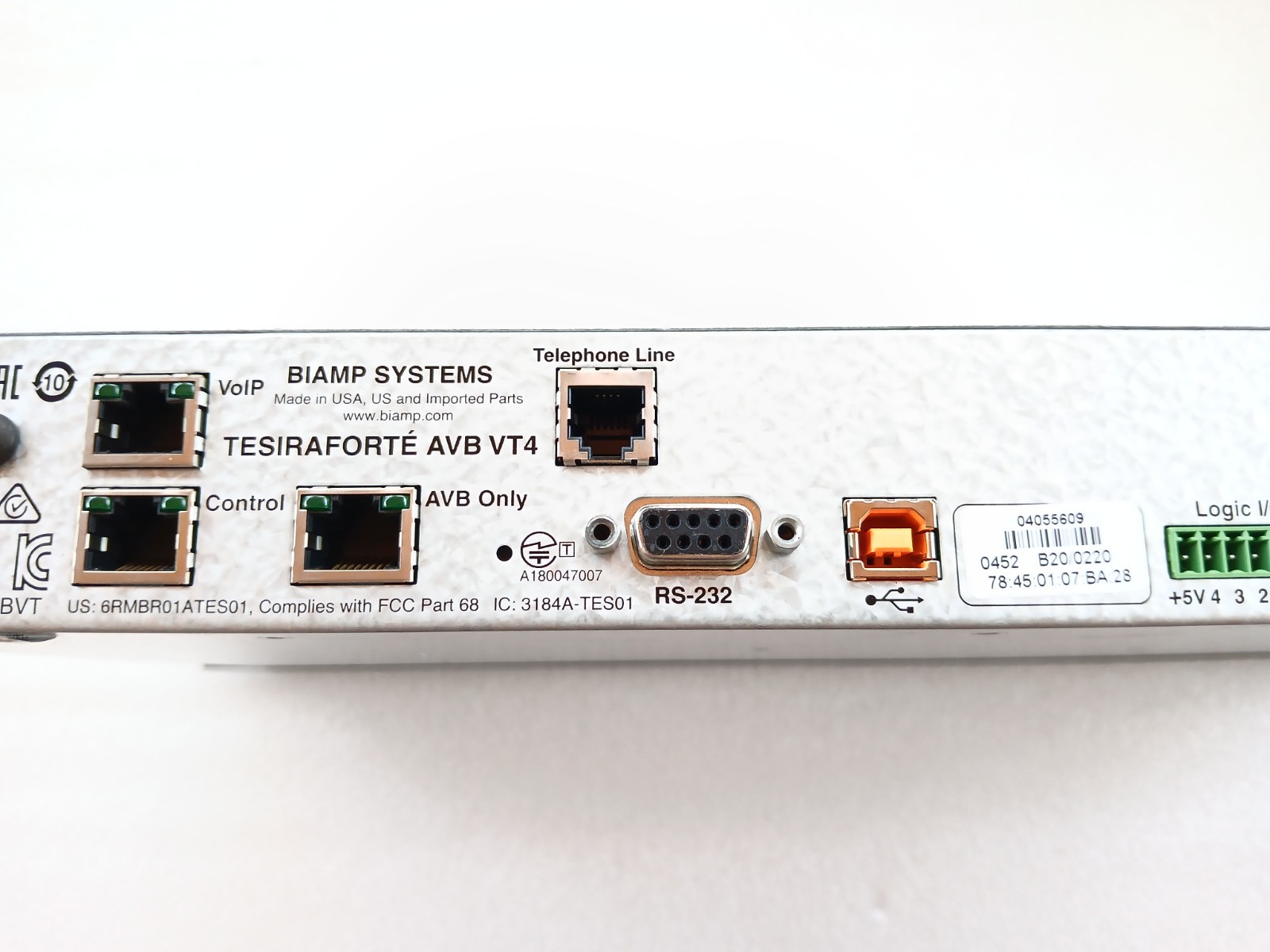 Biamp TesiraFORTÉ AVB VT4 DSP Conferencing Processor w/ Power Cable Tested