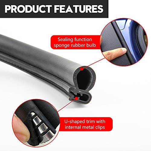 20FT Car Door Weather Strip with Top Bulb, PVC Plastic Trim with EPDM 20 Ft