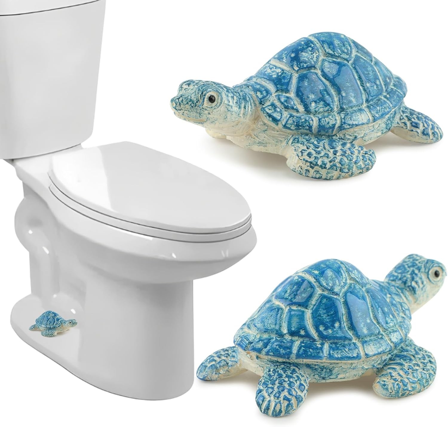 2Pcs Turtle Toilet Bolt Covers Decorative, Sea Turtle Ceramic Bolt Screw Covers,