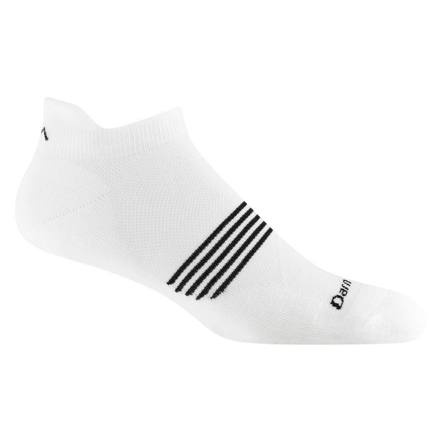 USA Darn Tough 1116 White Men's Element No Show Tab Lightweight Running Sock RUN