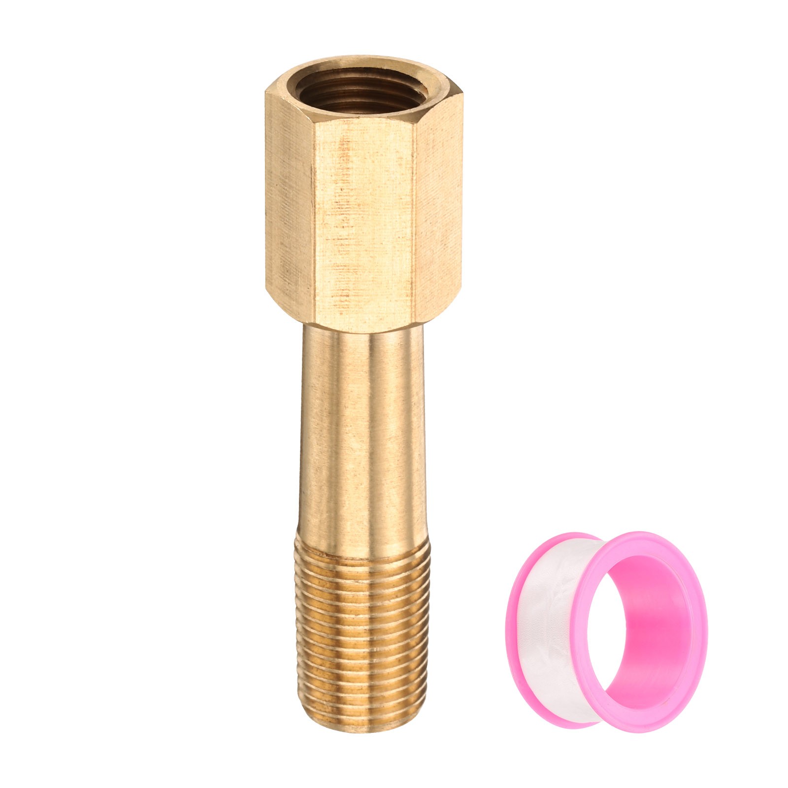 1/8" g Male x 1/8" g Female Brass Pipe Fitting with Tape 2 Inch Length