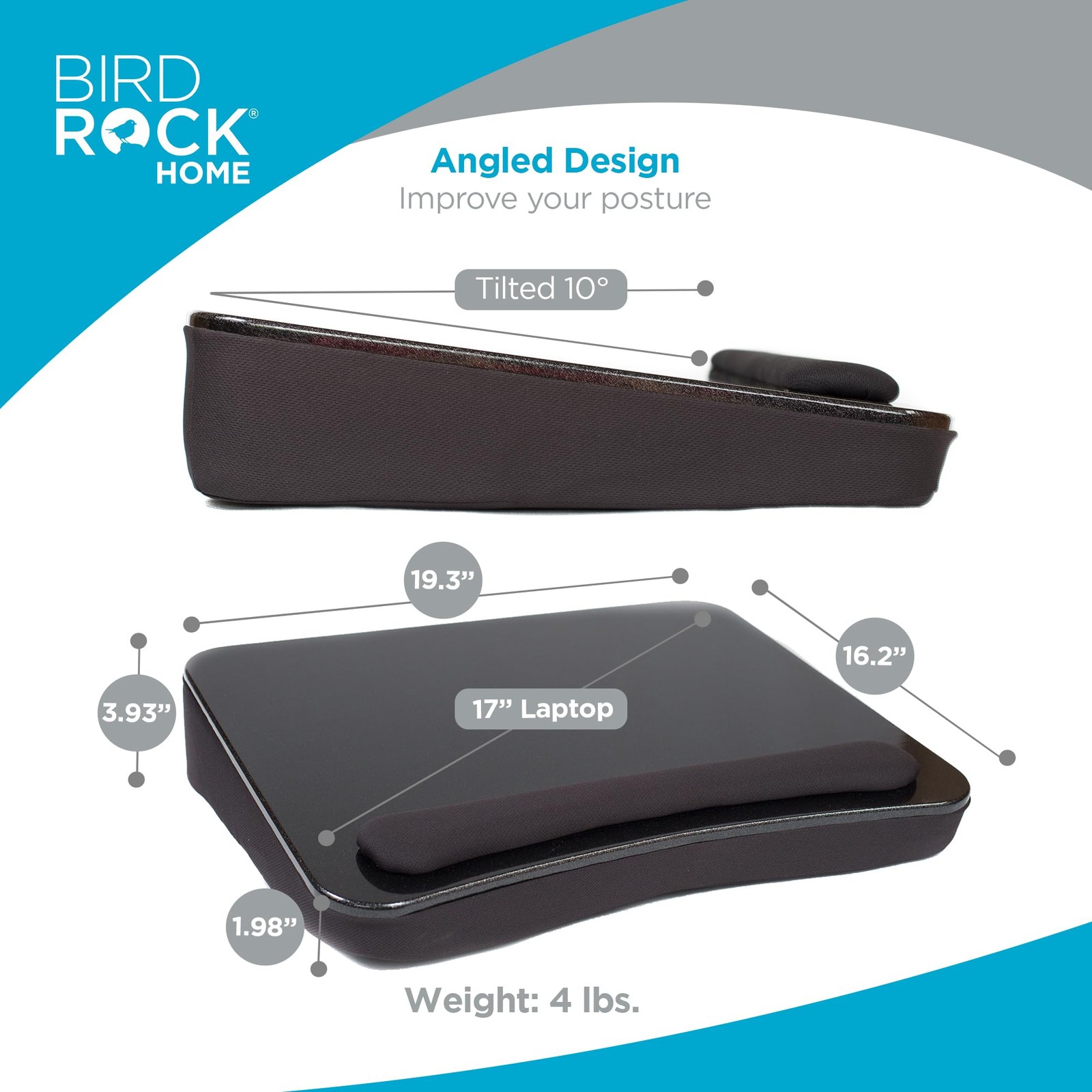 Sofia + Sam Multi Tasking Lap Desk with Memory Foam Cushion | USB Light and Mous